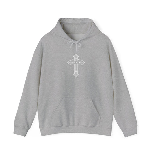 Christian Cross Hoodie — "I Am The Way" Scripture Back Print