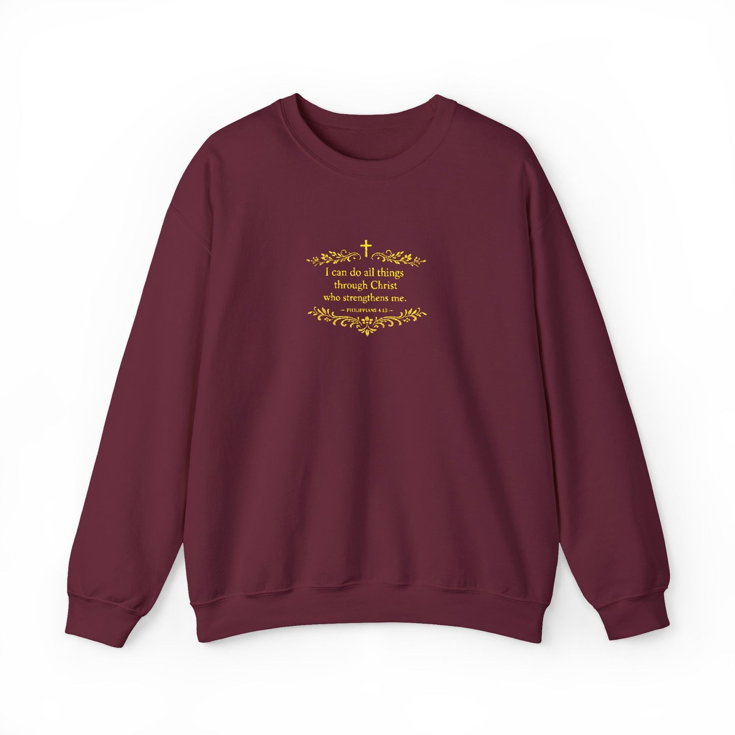 Cozy Floral Script Crewneck Sweatshirt — "Don't Worry Be Happy" Chest Design