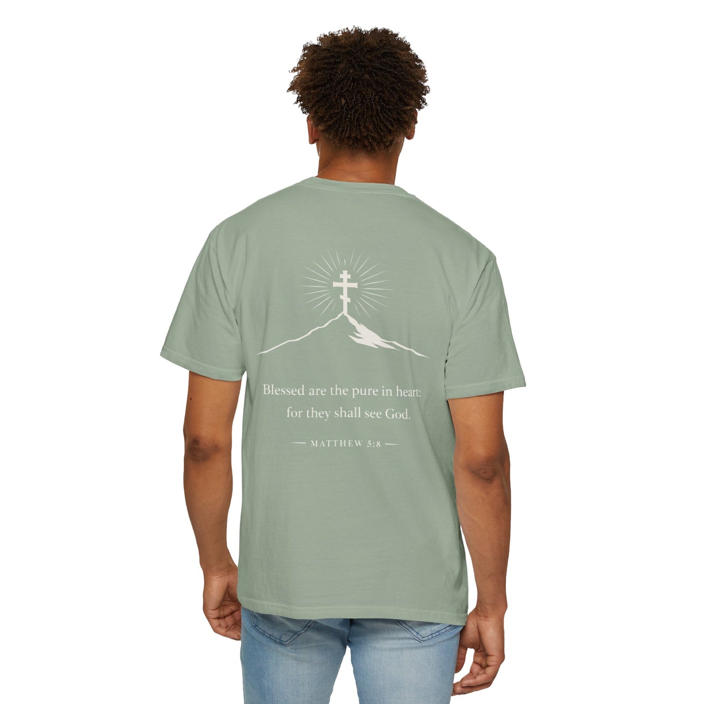 Christian Cross T-Shirt — "Blessed are the pure in heart" Matthew 5:8