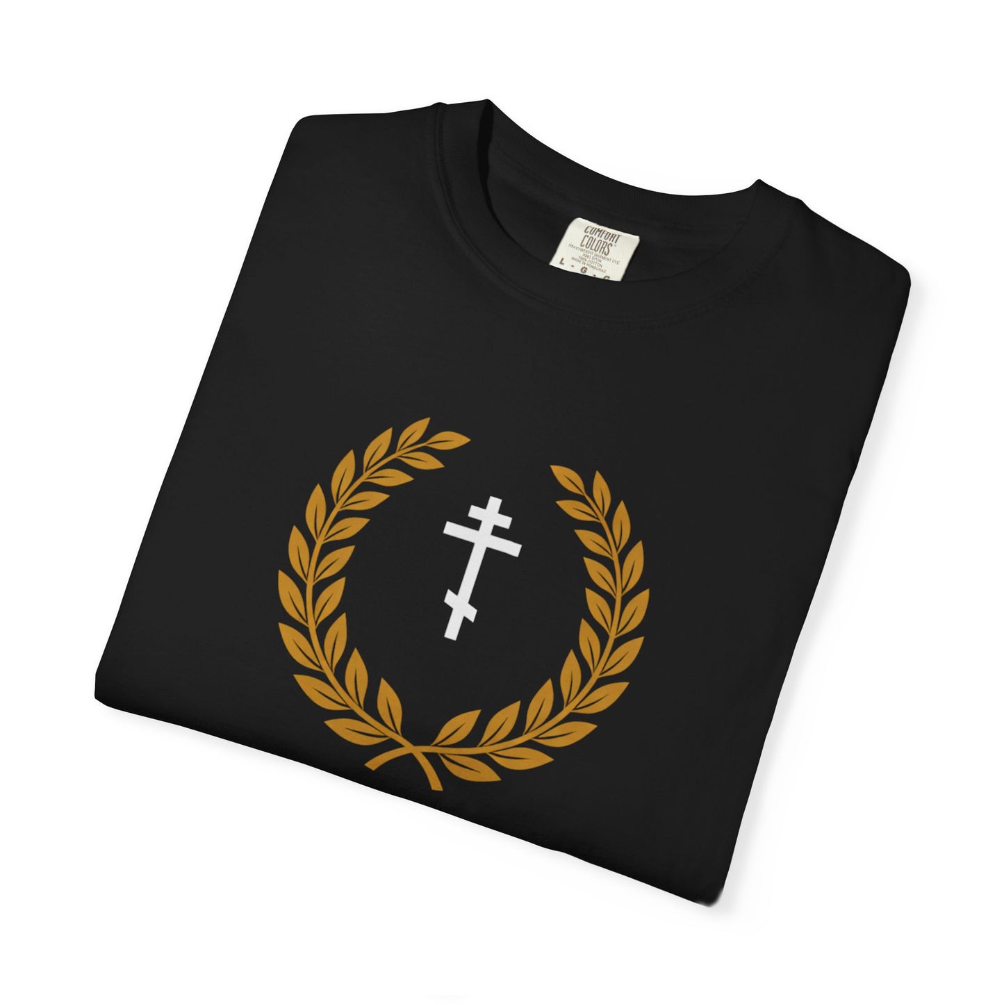 Christian T-Shirt — "I Can Do All Things Through Christ" Philippians 4:13 Cross Laurel Design