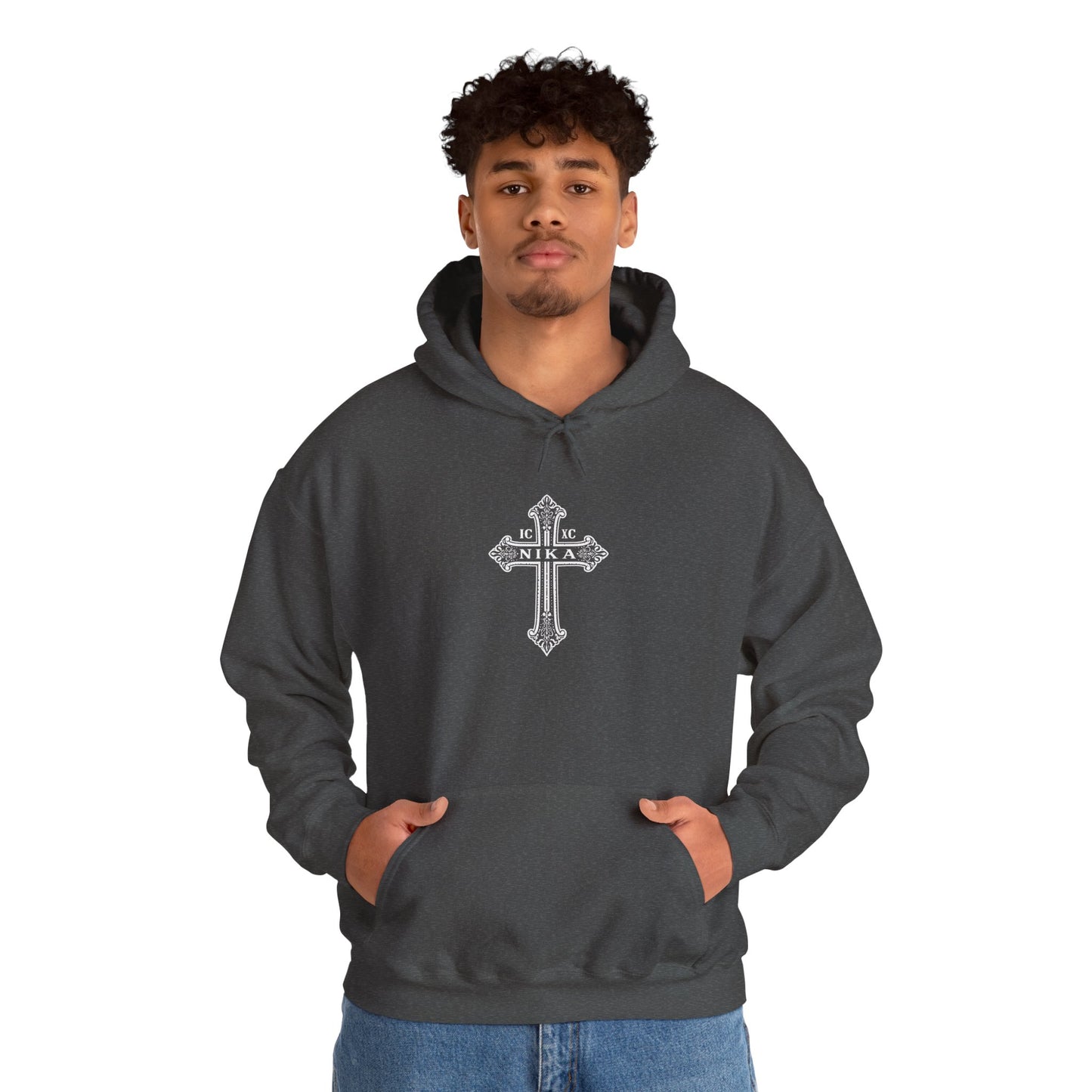 Christian Cross Hoodie — "I Am The Way" Scripture Back Print