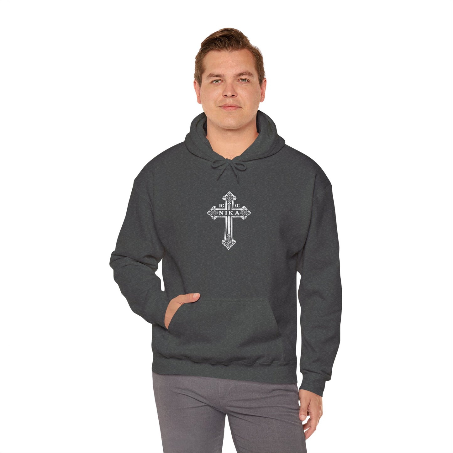 Christian Cross Hoodie — "I Am The Way" Scripture Back Print