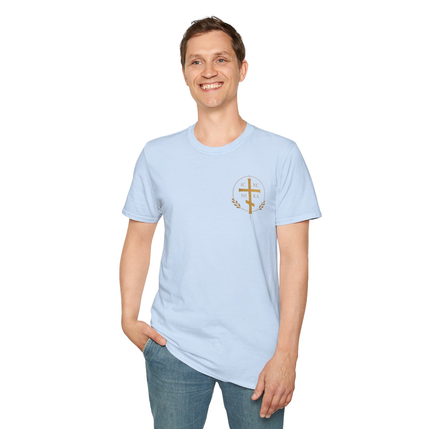 Christian Cross Wings T-Shirt — Gold Faith Graphic Tee
