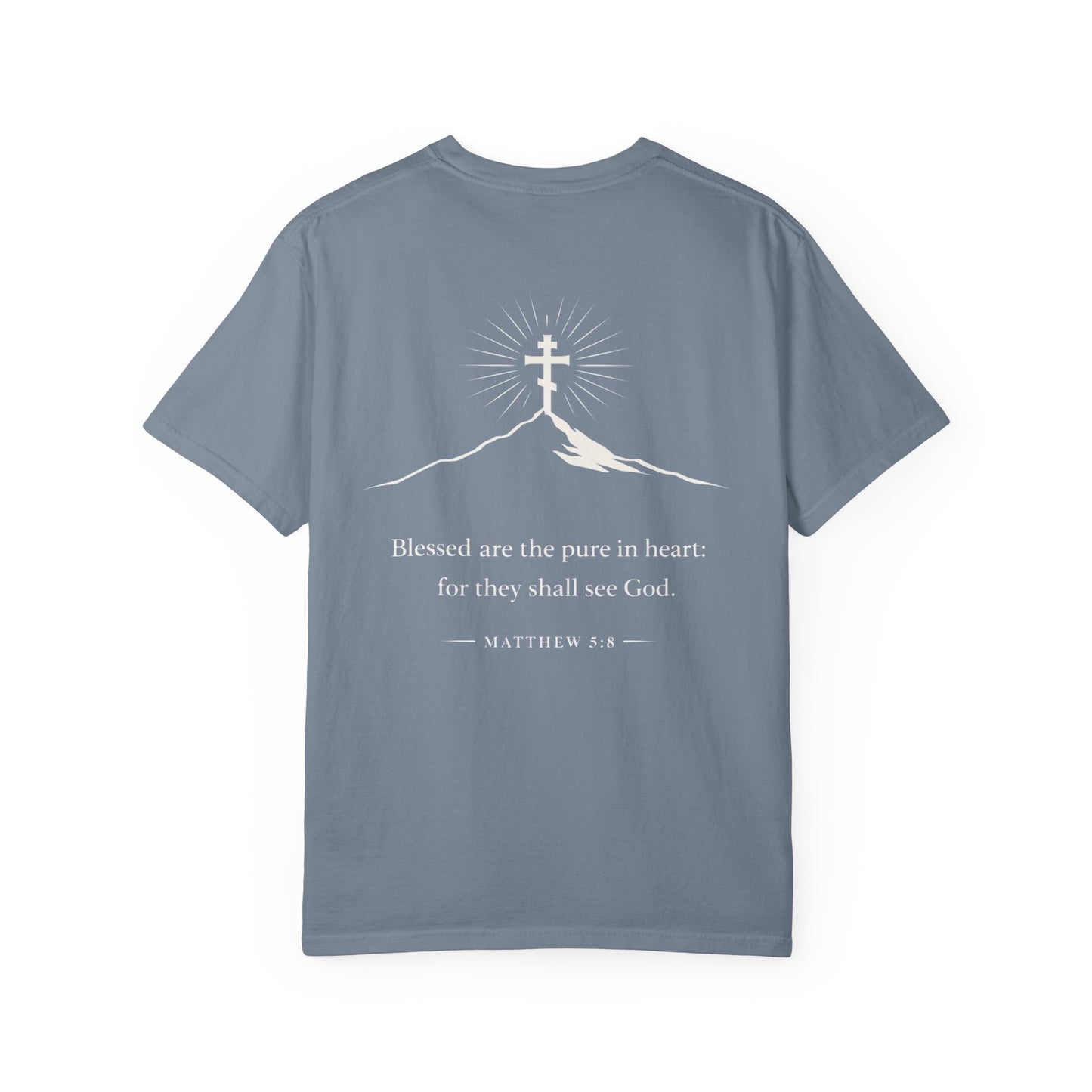 Christian Cross T-Shirt — "Blessed are the pure in heart" Matthew 5:8