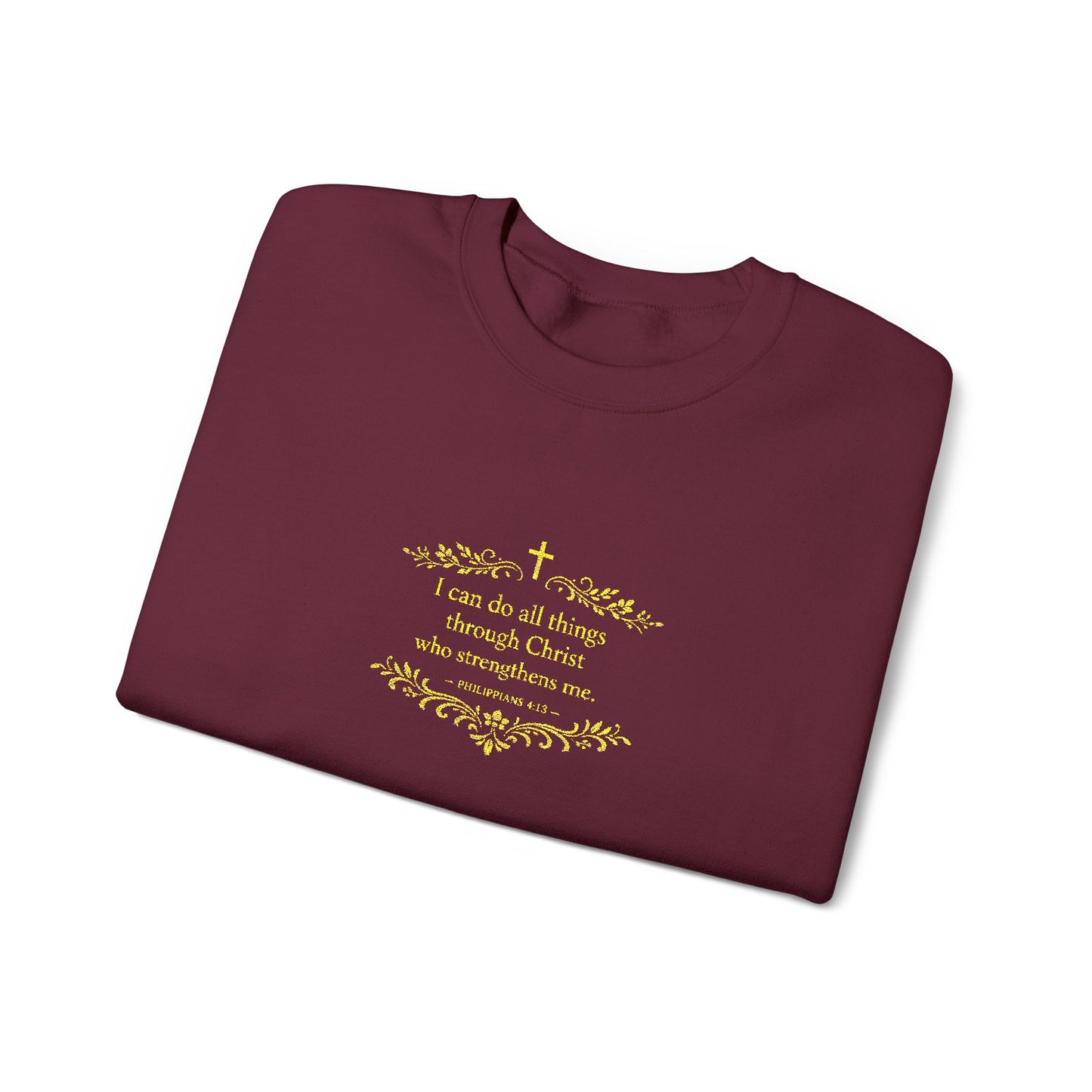 Cozy Floral Script Crewneck Sweatshirt — "Don't Worry Be Happy" Chest Design