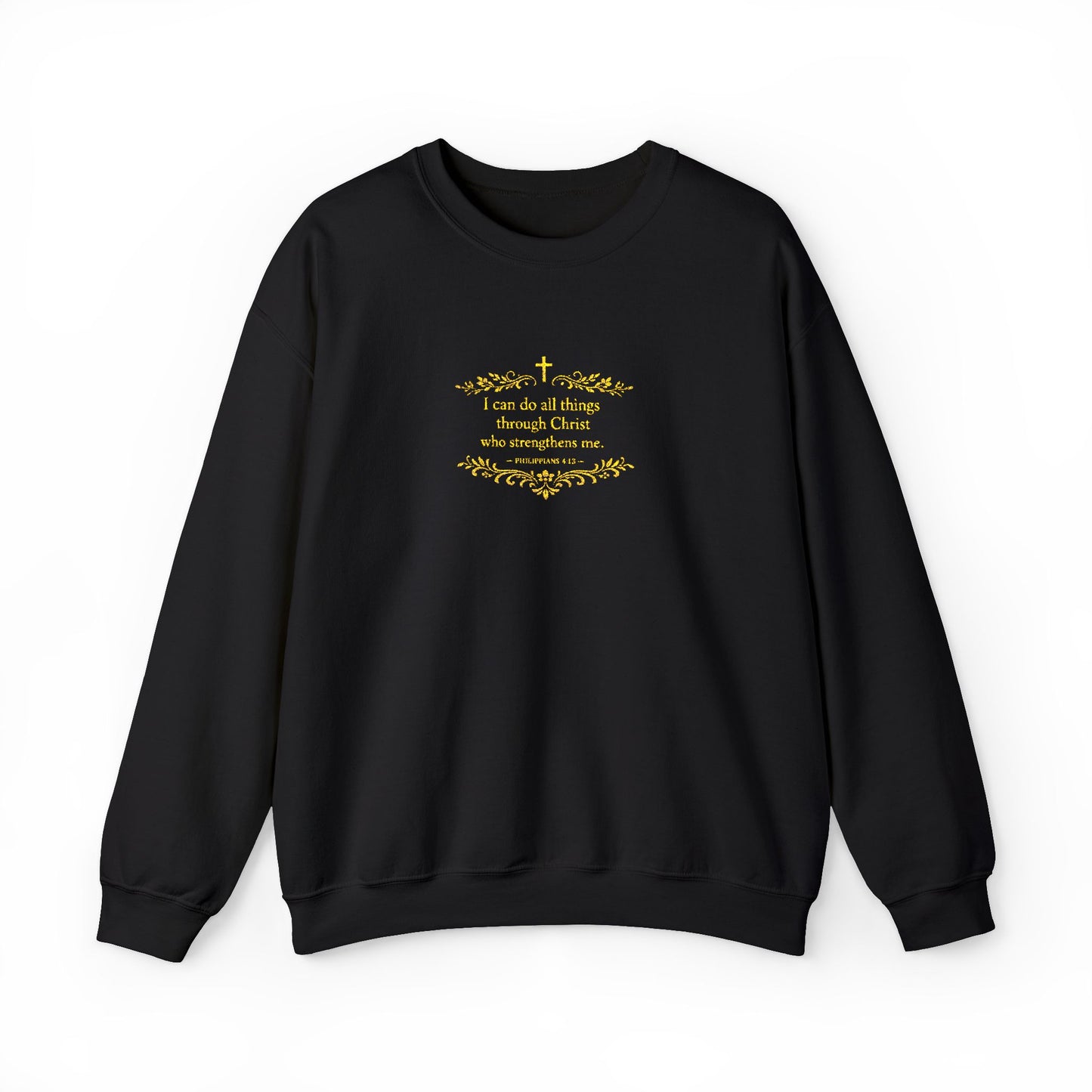 Cozy Floral Script Crewneck Sweatshirt — "Don't Worry Be Happy" Chest Design