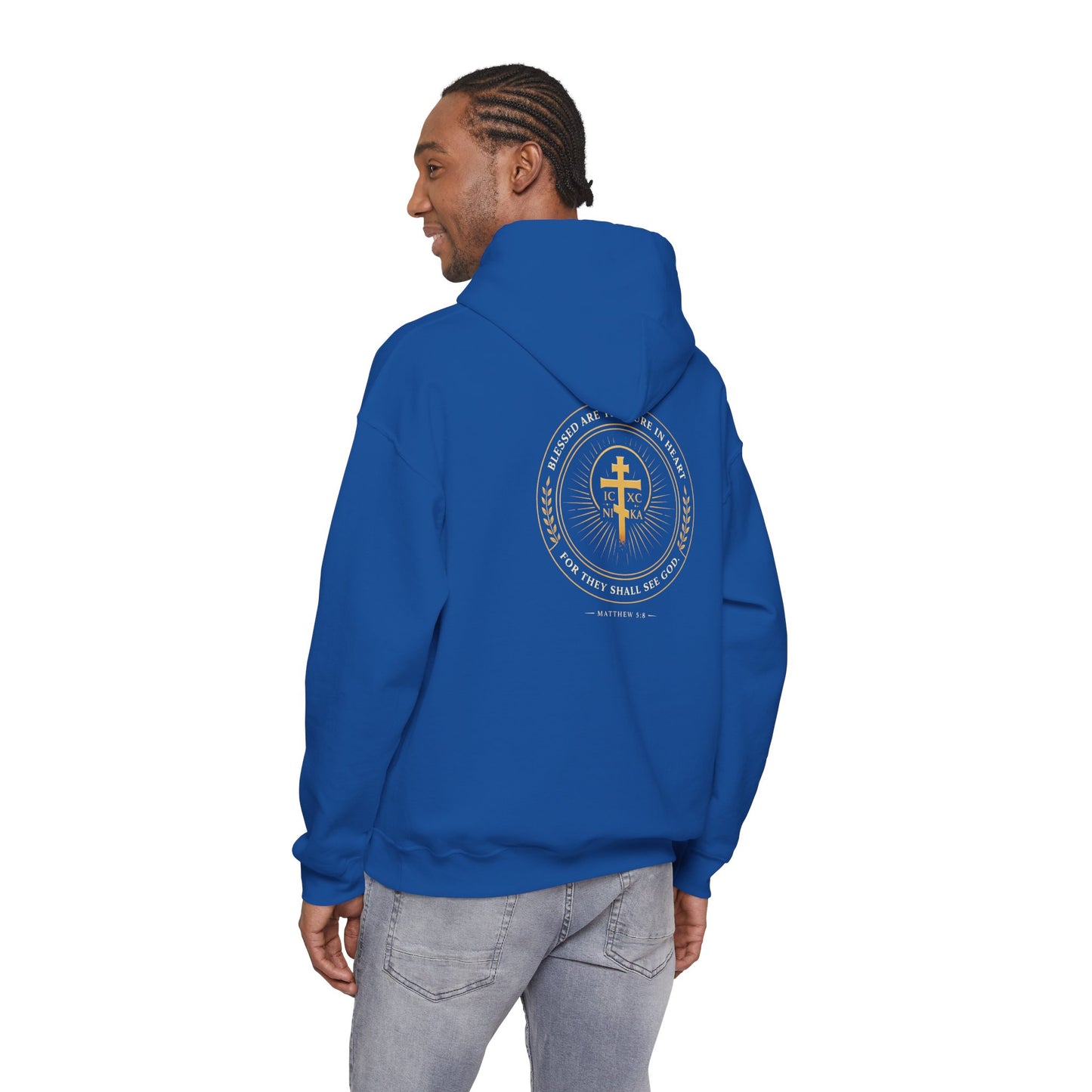 Faith Cross Hoodie — Gold Christian Crest Pullover