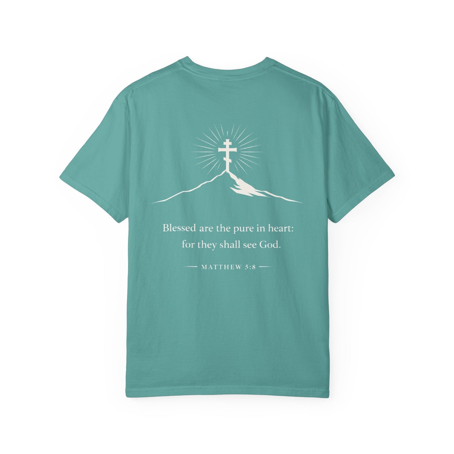 Christian Cross T-Shirt — "Blessed are the pure in heart" Matthew 5:8