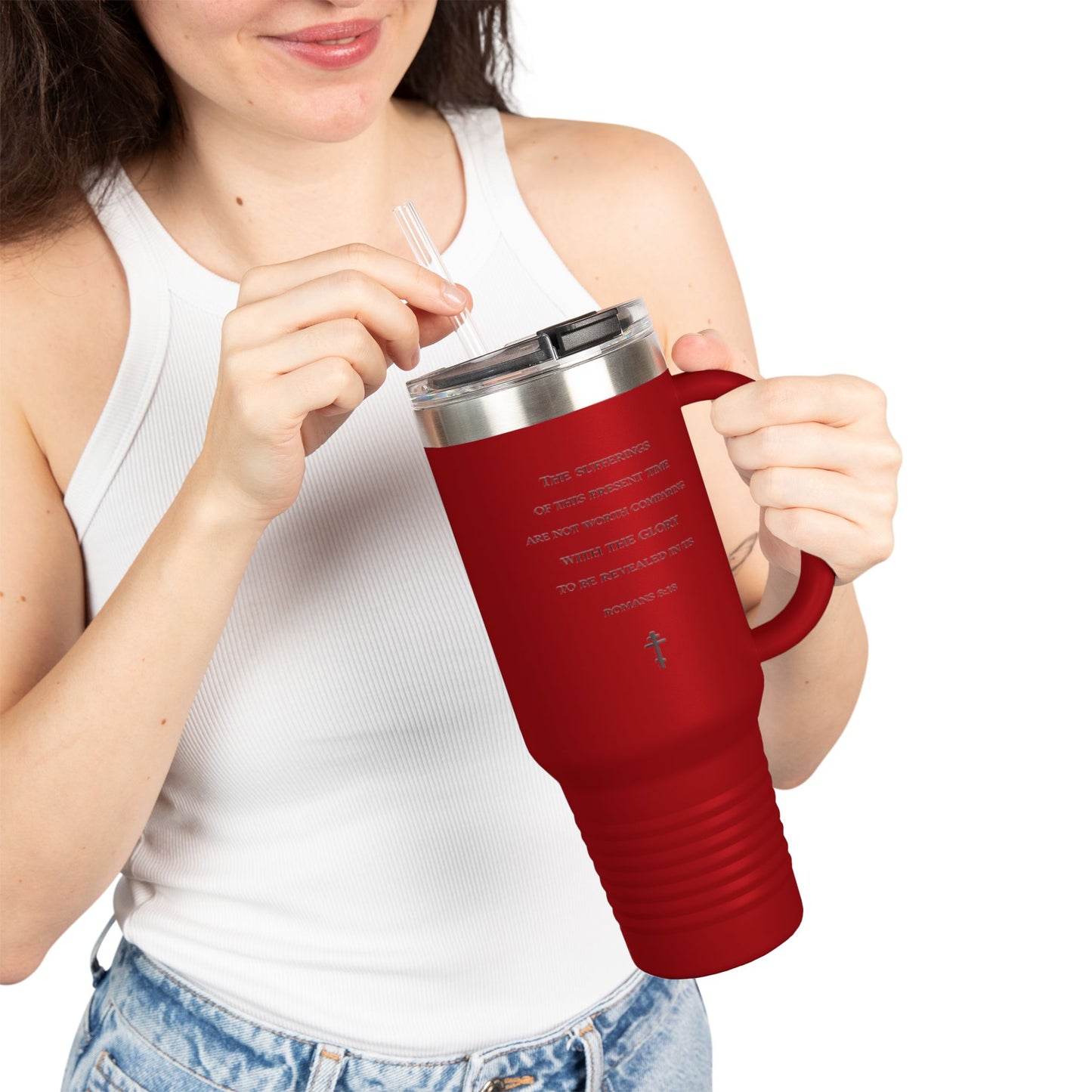 Scripture Insulated Travel Mug 40oz – Inspirational Cross Quote Tumbler