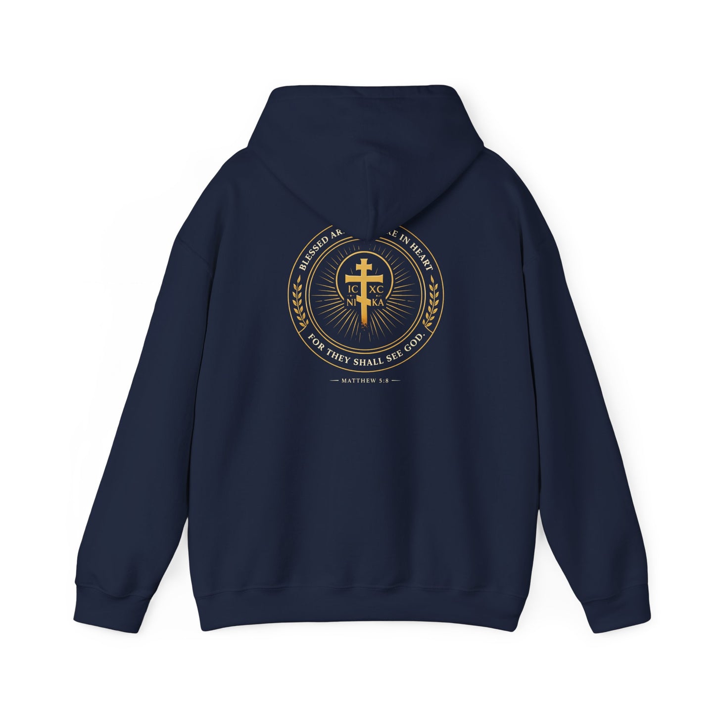 Faith Cross Hoodie — Gold Christian Crest Pullover