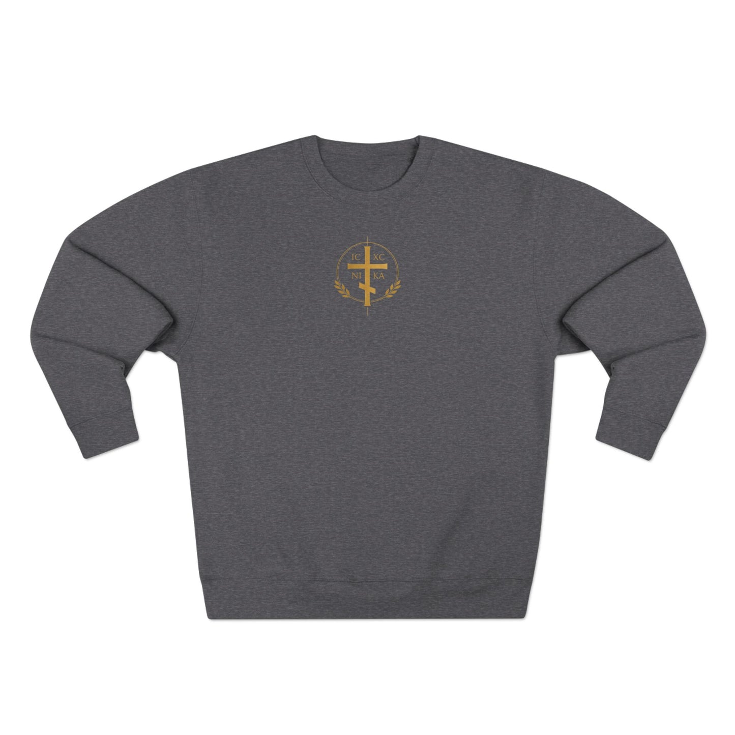 Christian Alpha Omega Crewneck Sweatshirt — Gold Double-Headed Eagle & Cross