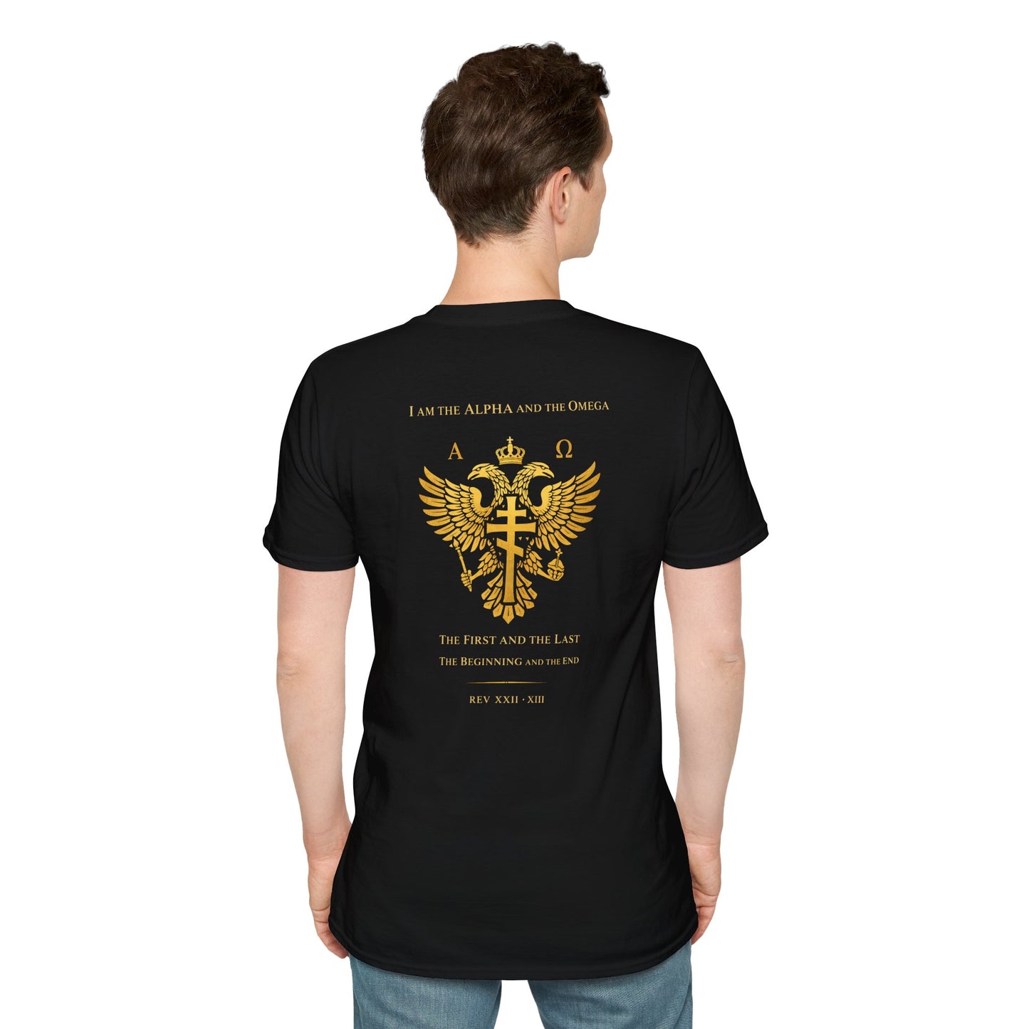 Christian Cross Wings T-Shirt — Gold Faith Graphic Tee