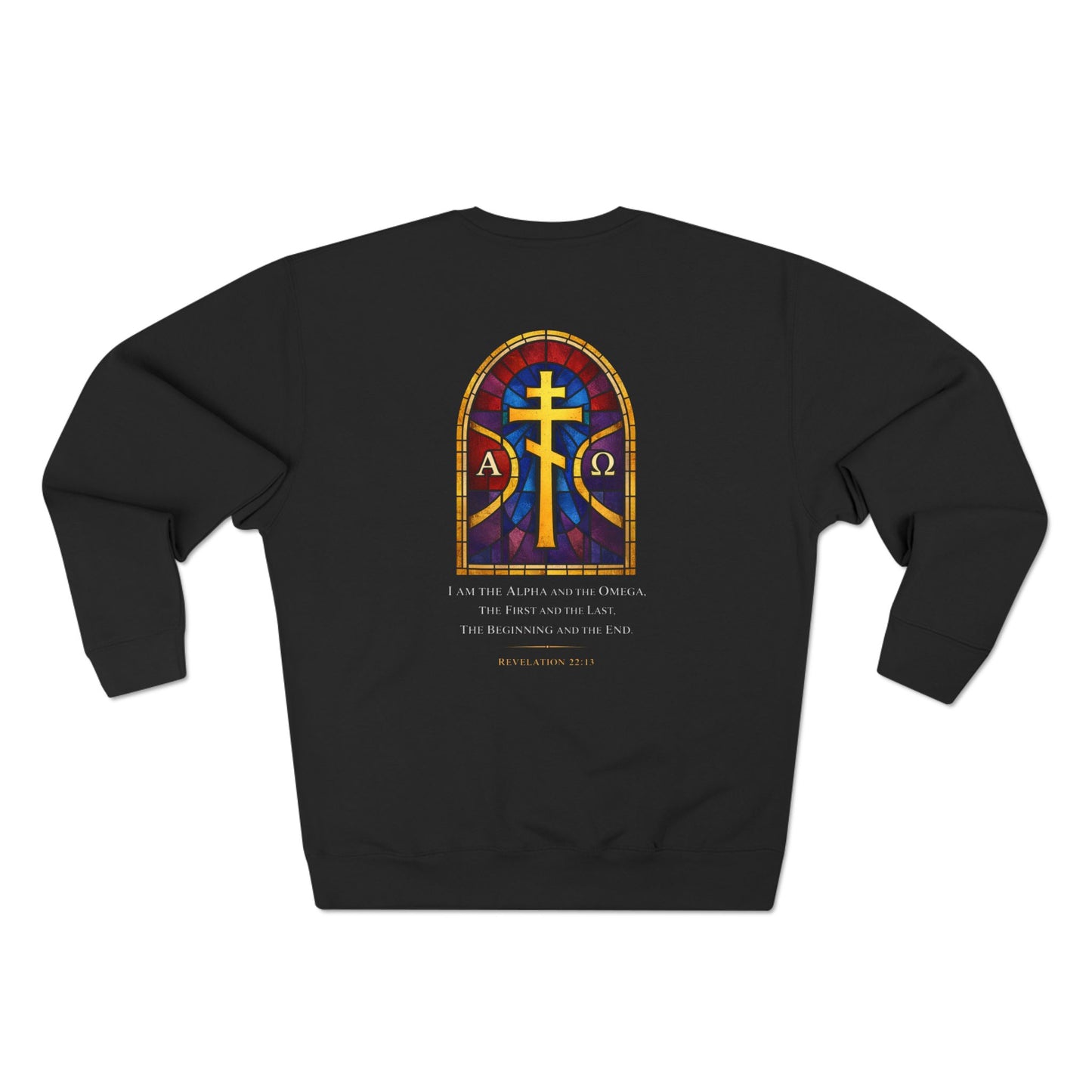 Orthodox Cross Crewneck Sweatshirt — Byzantine Icon Chest & Back Design