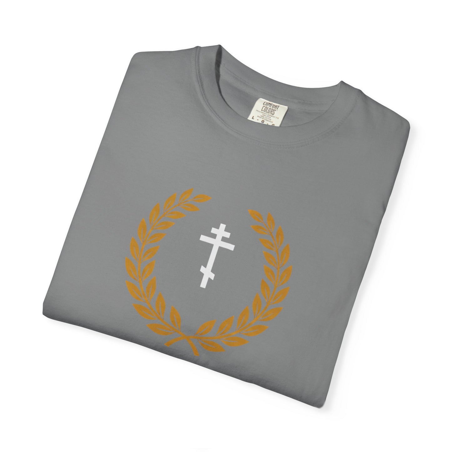 Christian T-Shirt — "I Can Do All Things Through Christ" Philippians 4:13 Cross Laurel Design