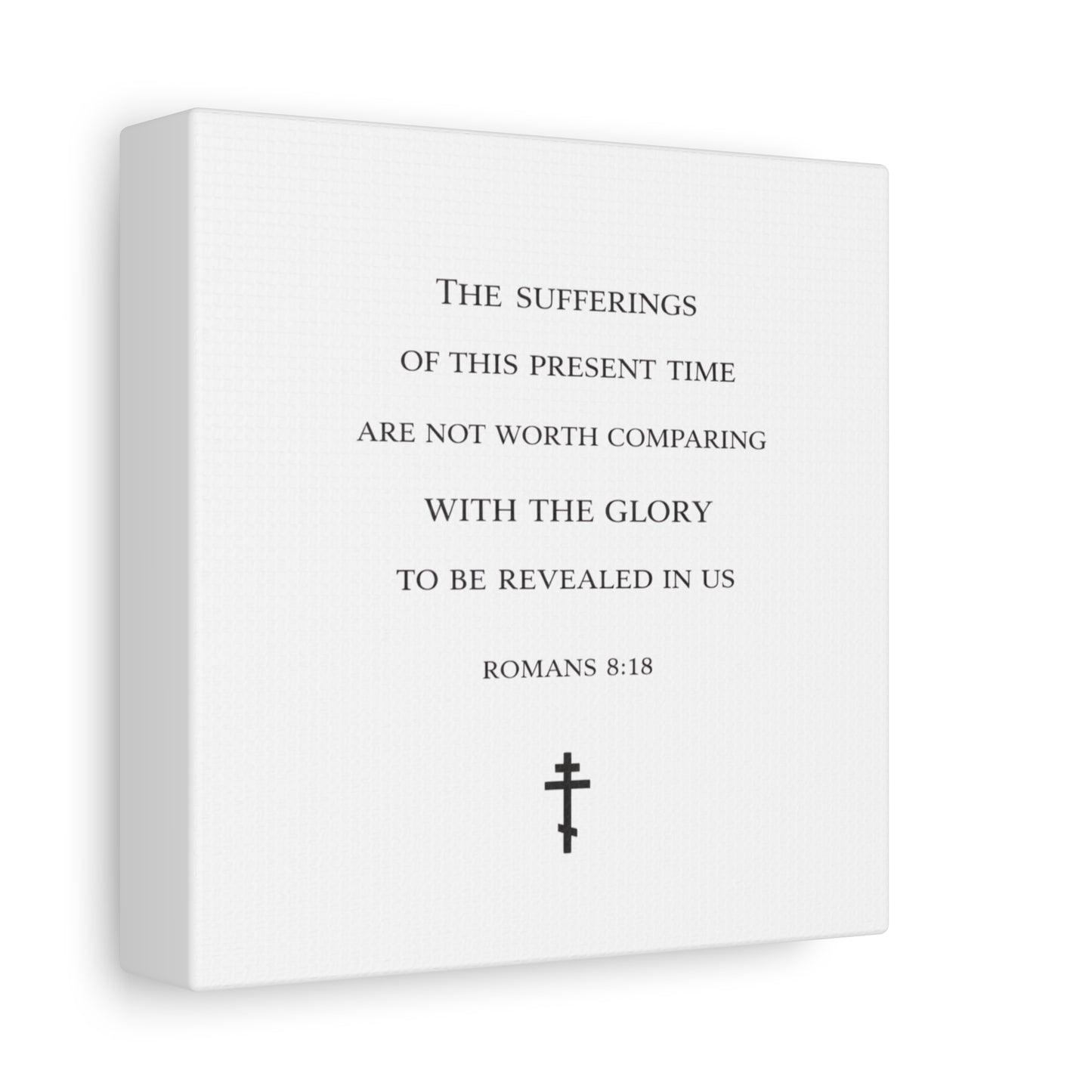 Canvas Wall Art — Romans 8:18 Scripture Quote with Cross