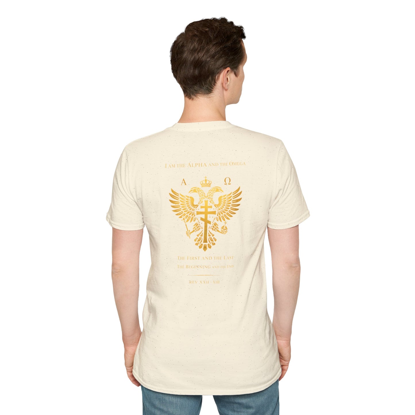Christian Cross Wings T-Shirt — Gold Faith Graphic Tee