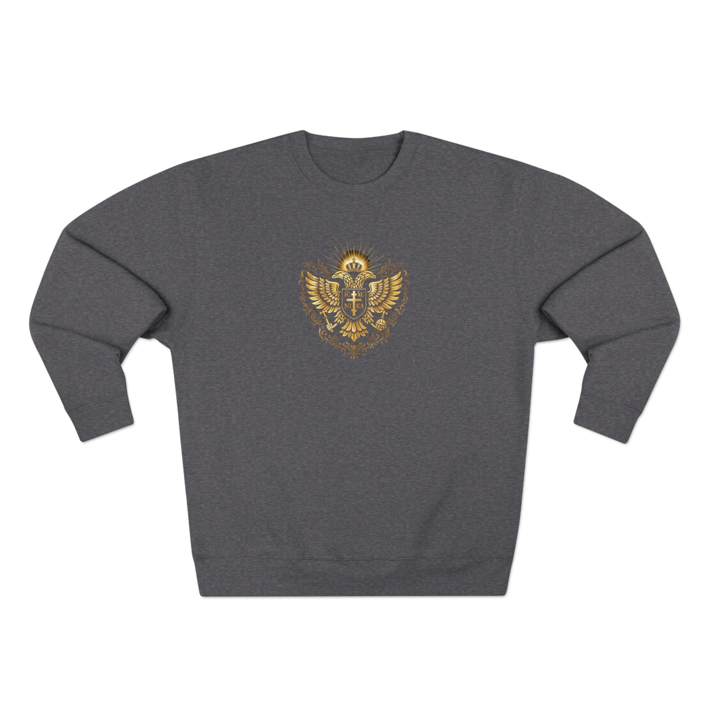 Orthodox Cross Crewneck Sweatshirt — Byzantine Icon Chest & Back Design