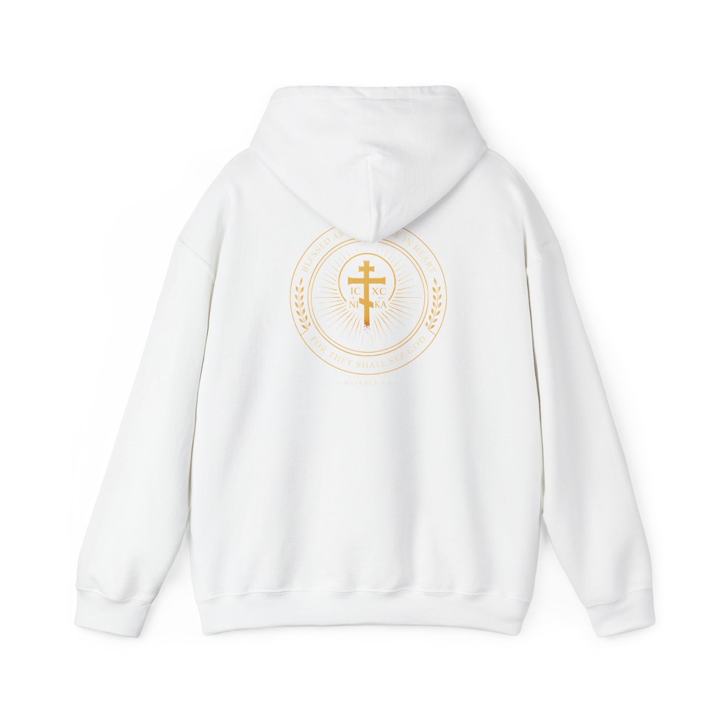 Faith Cross Hoodie — Gold Christian Crest Pullover