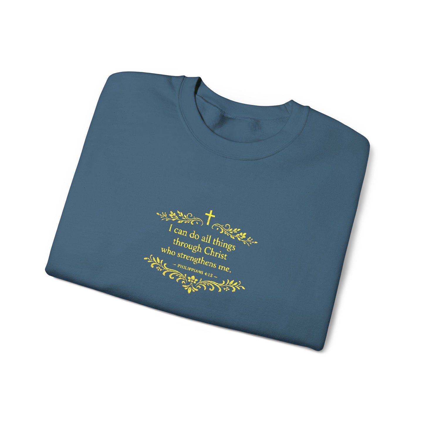 Cozy Floral Script Crewneck Sweatshirt — "Don't Worry Be Happy" Chest Design