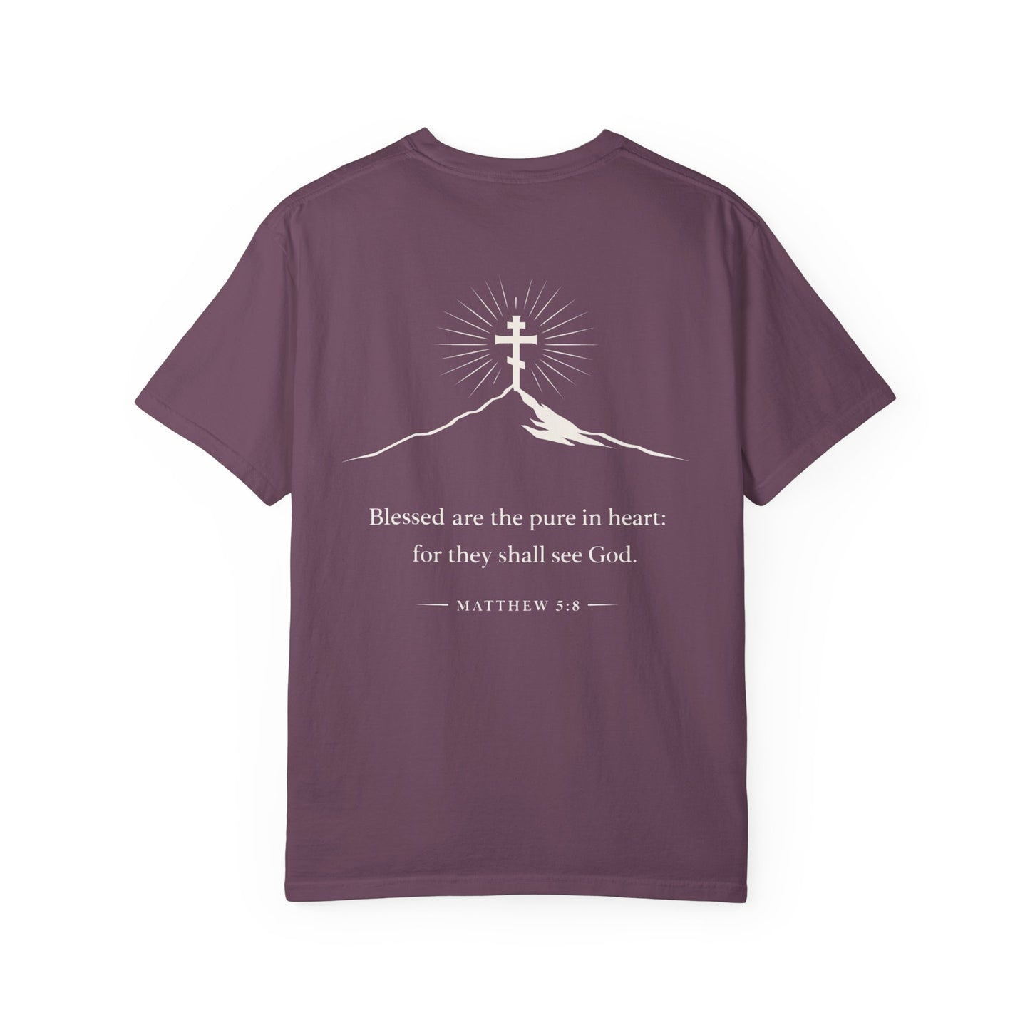 Christian Cross T-Shirt — "Blessed are the pure in heart" Matthew 5:8