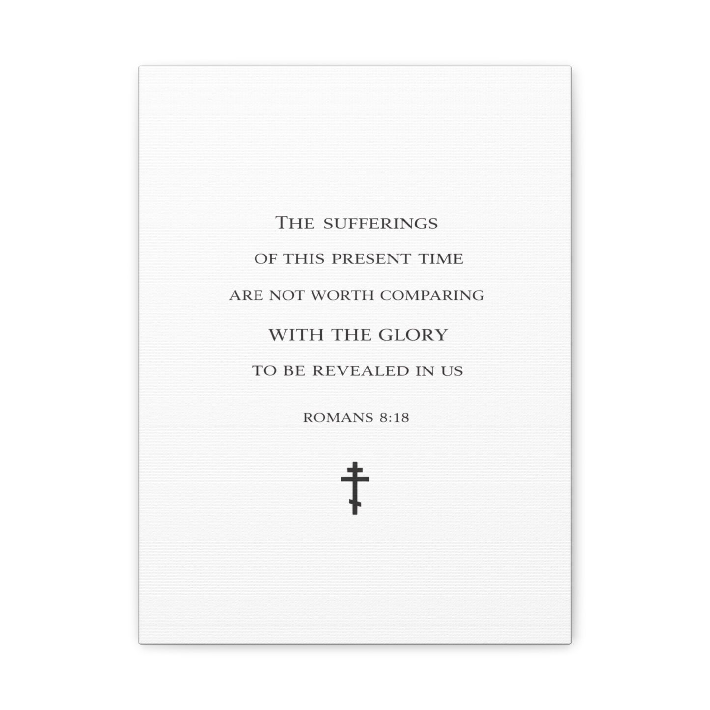 Canvas Wall Art — Romans 8:18 Scripture Quote with Cross