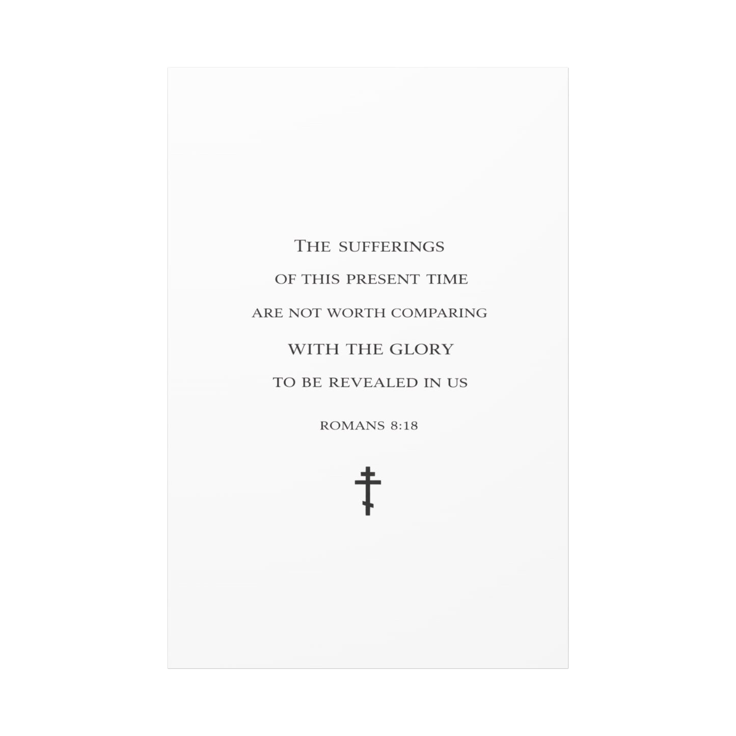 Canvas Wall Art — Romans 8:18 Scripture Quote with Cross