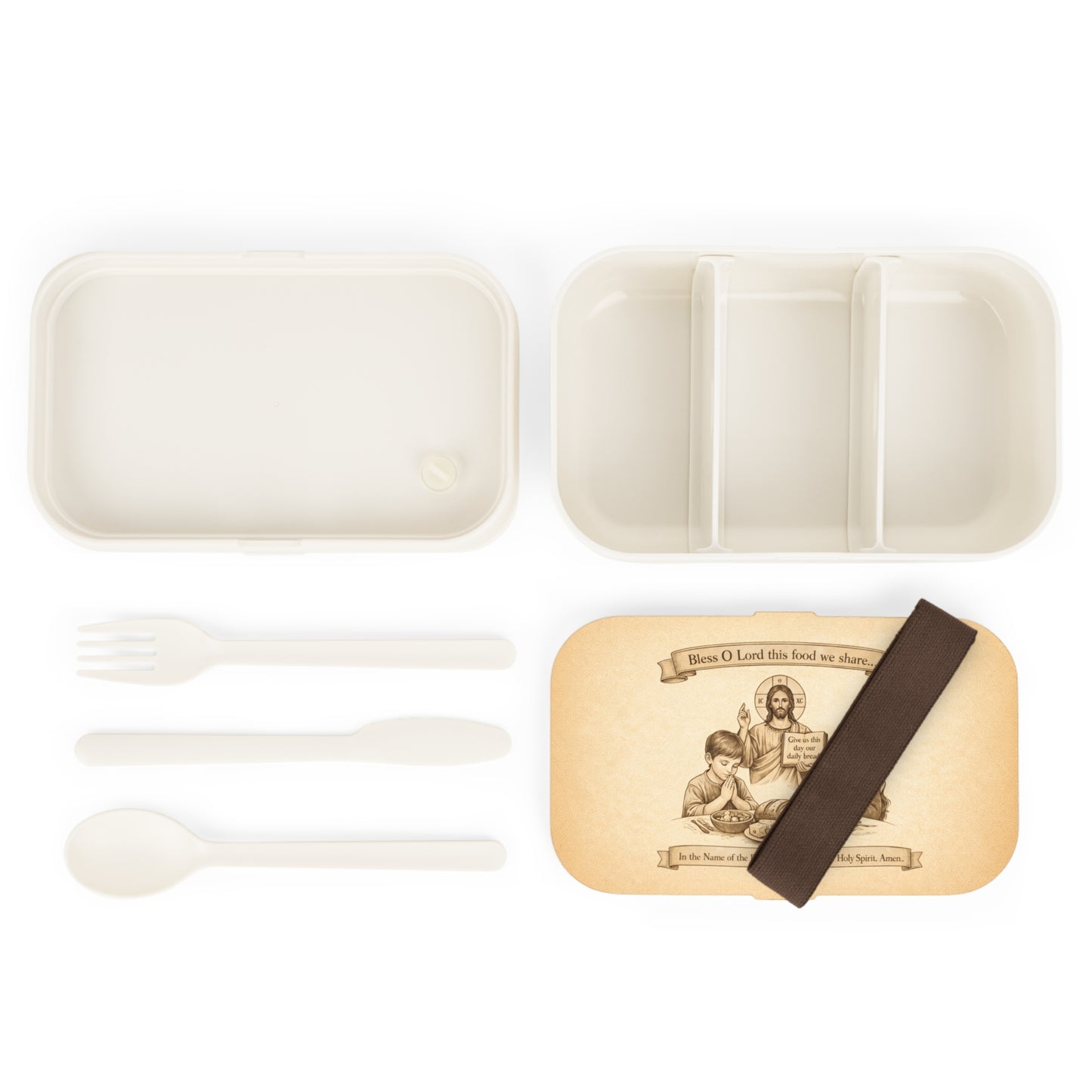 Religious Bento Lunch Box — "Bless O Lord This Food We Share" Prayer Design