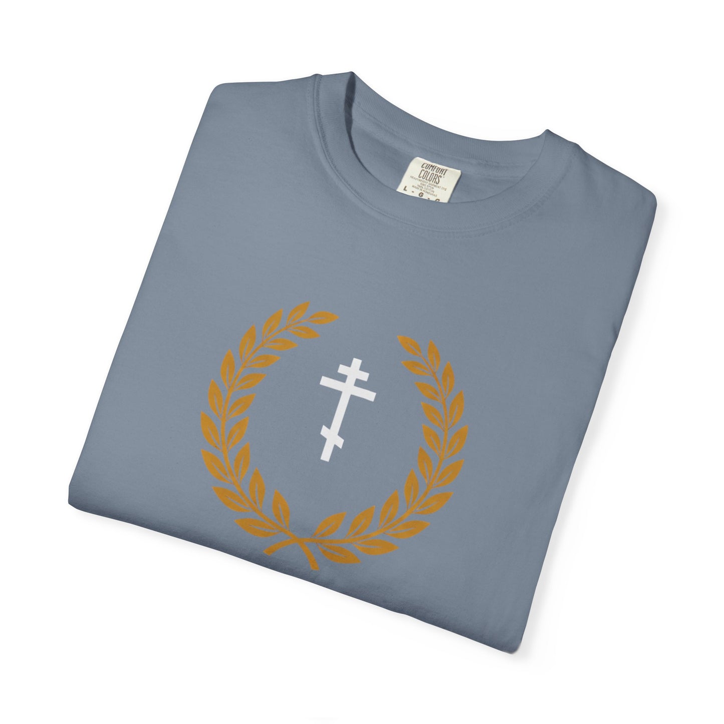 Christian T-Shirt — "I Can Do All Things Through Christ" Philippians 4:13 Cross Laurel Design