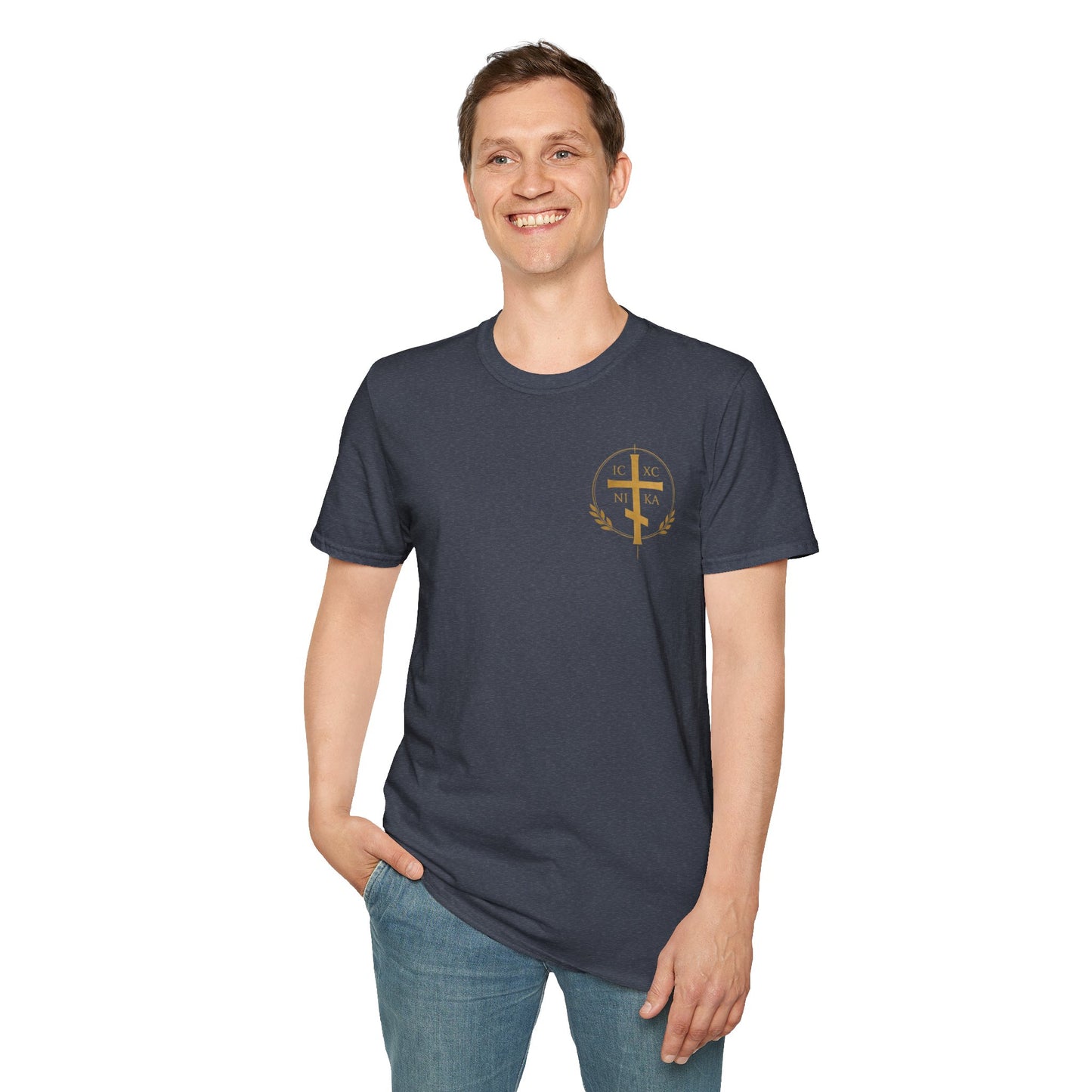 Christian Cross Wings T-Shirt — Gold Faith Graphic Tee