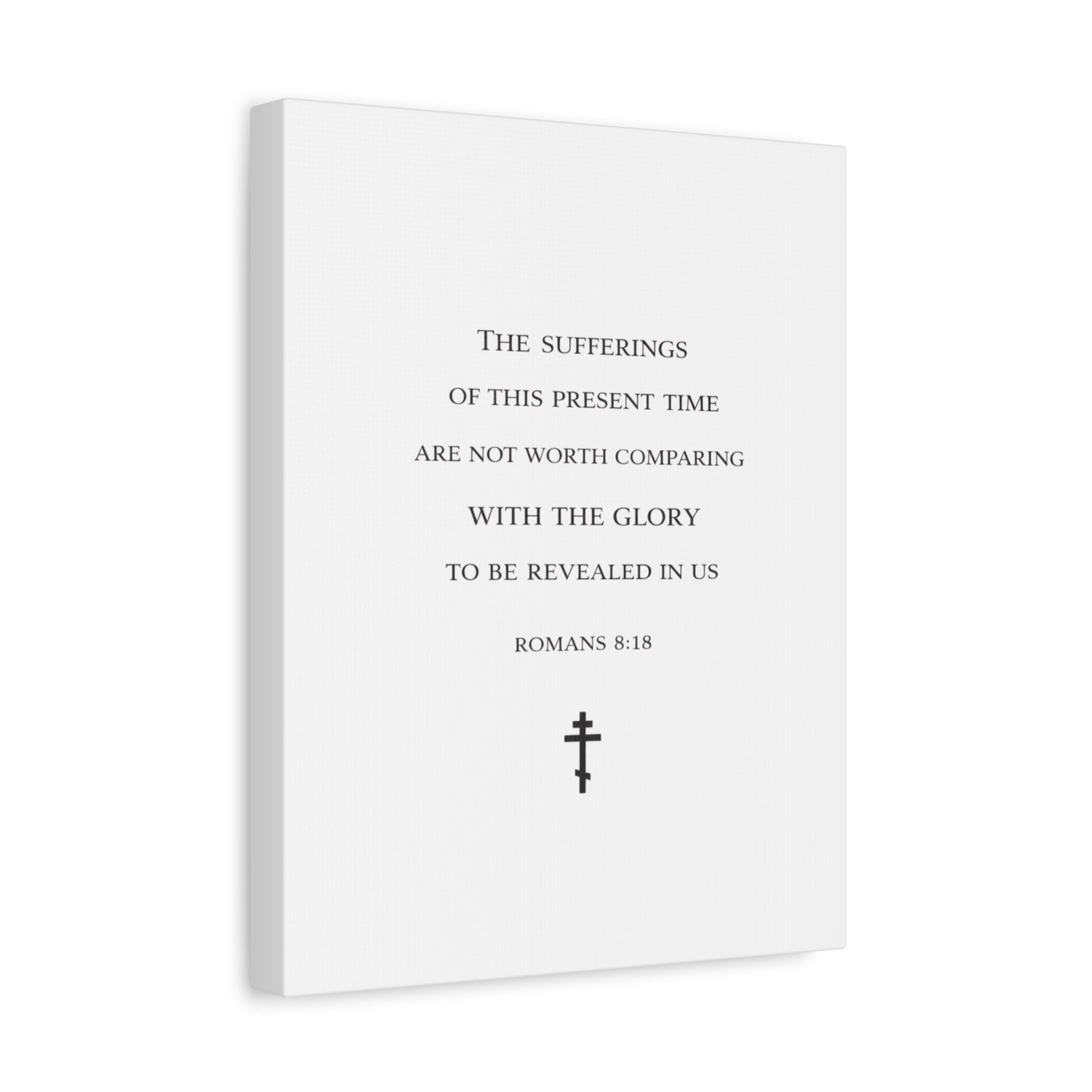 Canvas Wall Art — Romans 8:18 Scripture Quote with Cross