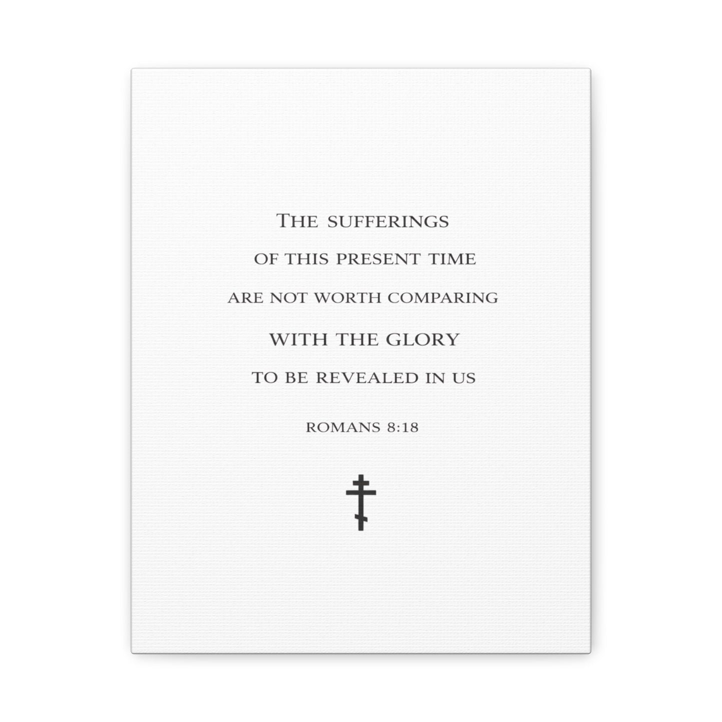 Canvas Wall Art — Romans 8:18 Scripture Quote with Cross