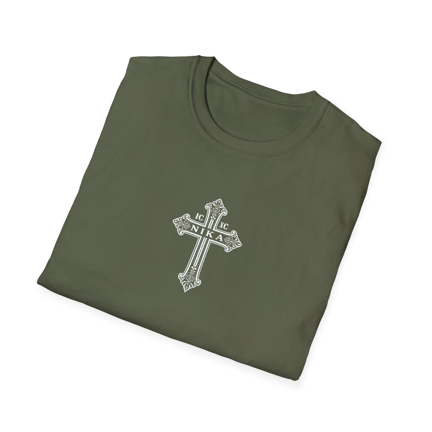 Christian Cross T-Shirt — Isaiah 41:10 Faith Prayer Tee (Front Small Cross, Back Scripture Emblem)