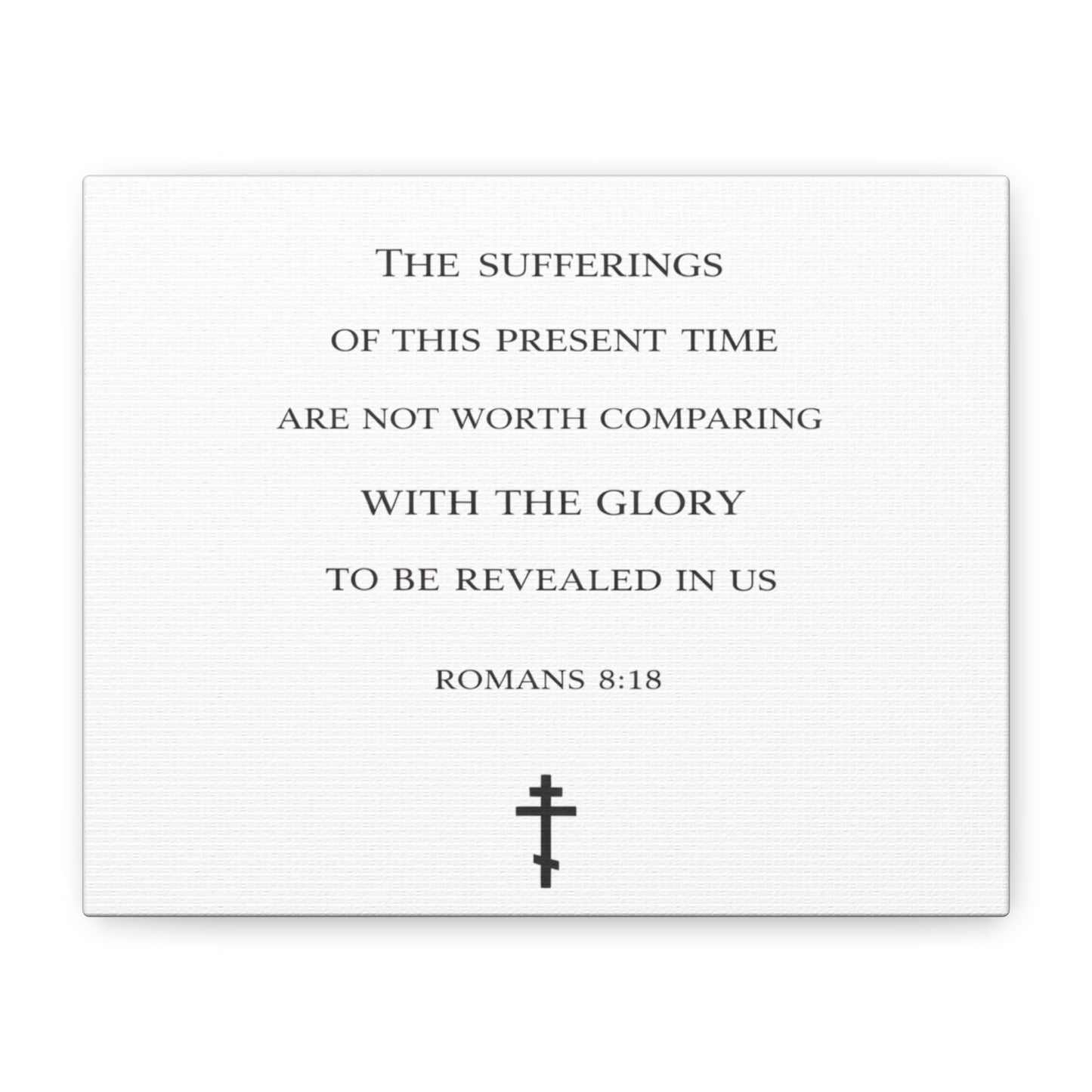 Canvas Wall Art — Romans 8:18 Scripture Quote with Cross