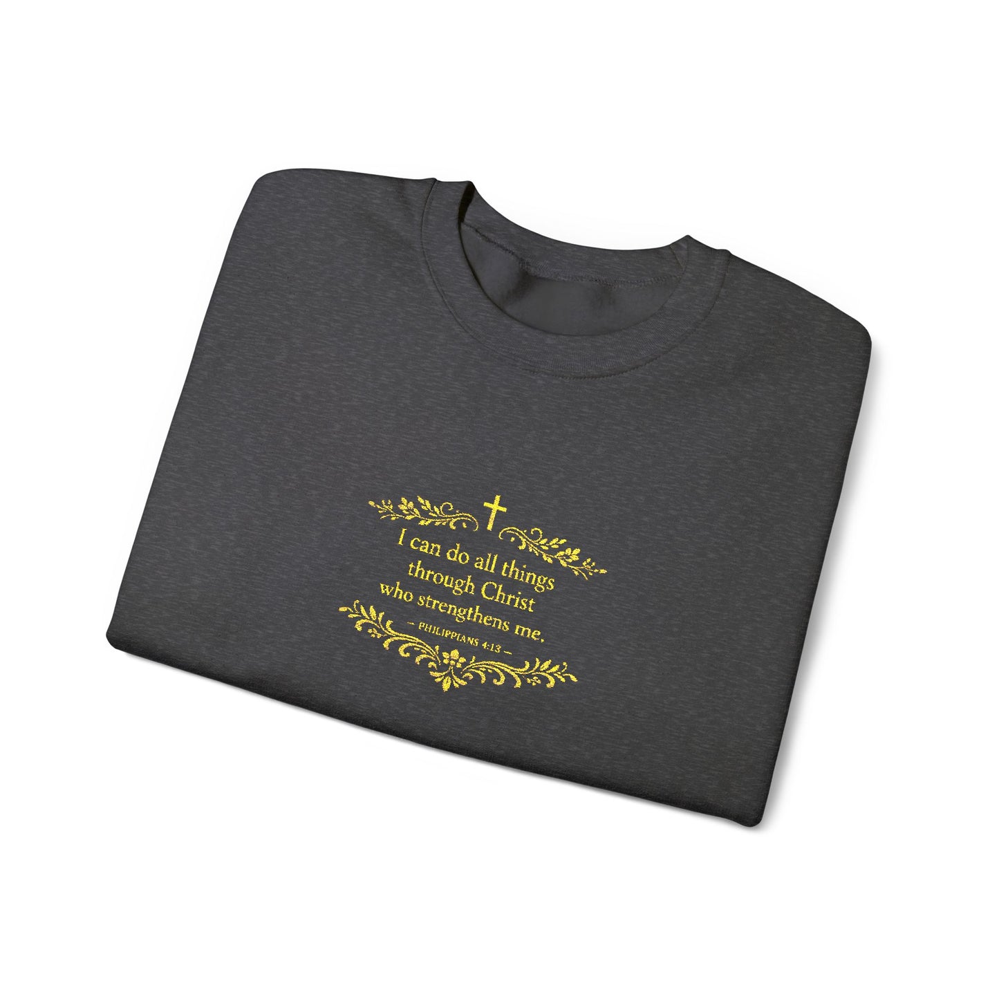 Cozy Floral Script Crewneck Sweatshirt — "Don't Worry Be Happy" Chest Design