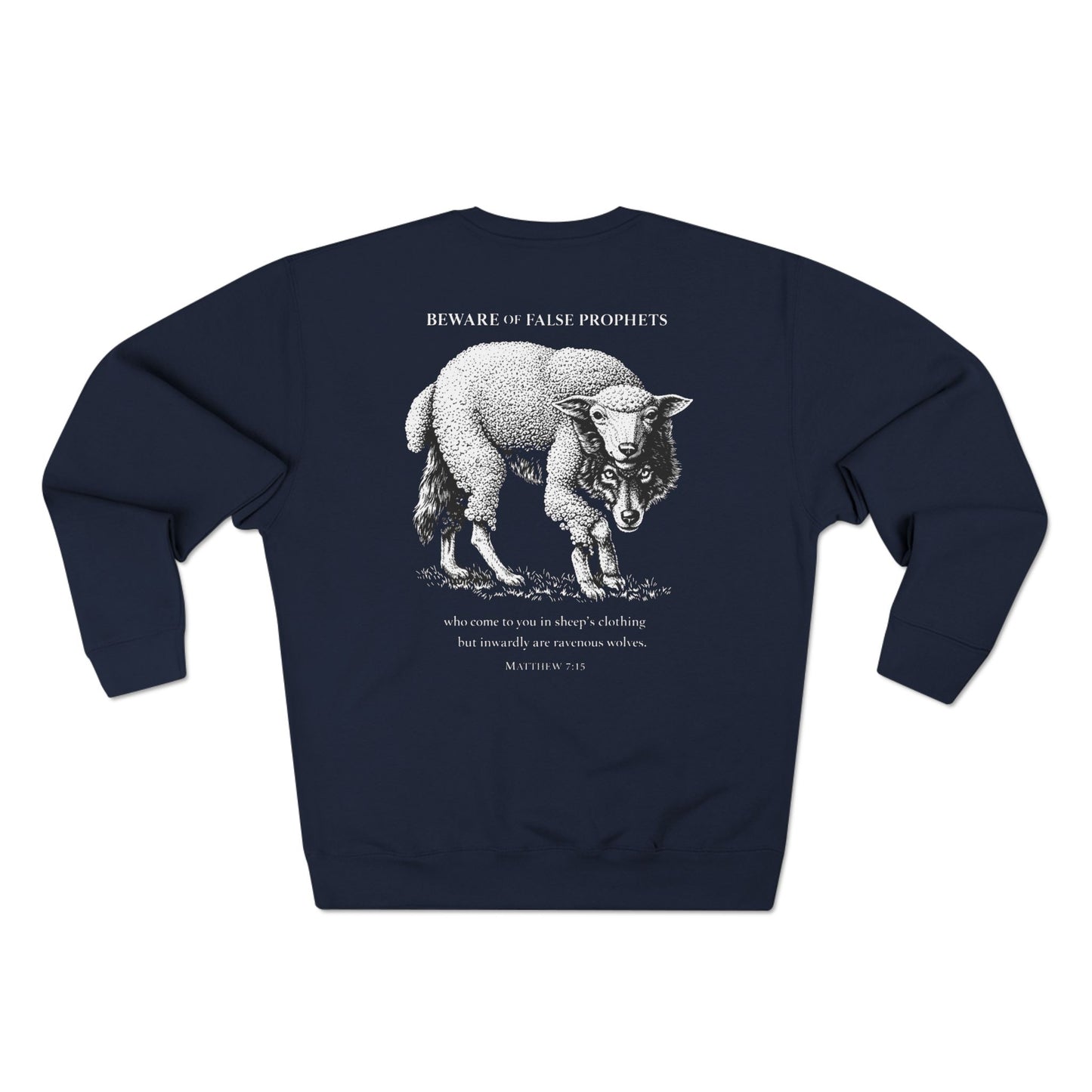 Sheep Graphic Crewneck Sweatshirt — Vintage Lamb Illustration Back Print