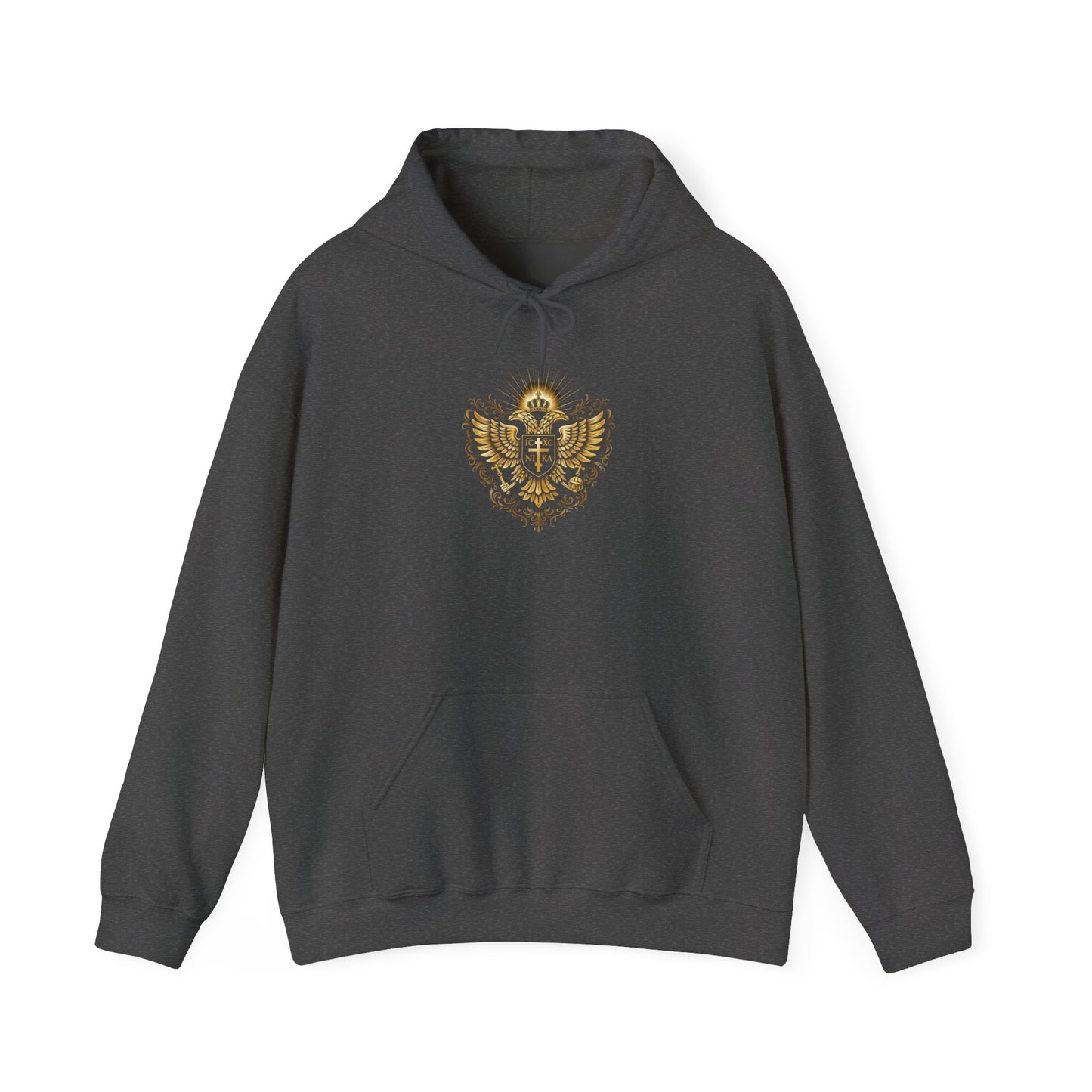 Christian Cross & Eagle Hoodie — Faith-Based Gold Emblem Sweatshirt