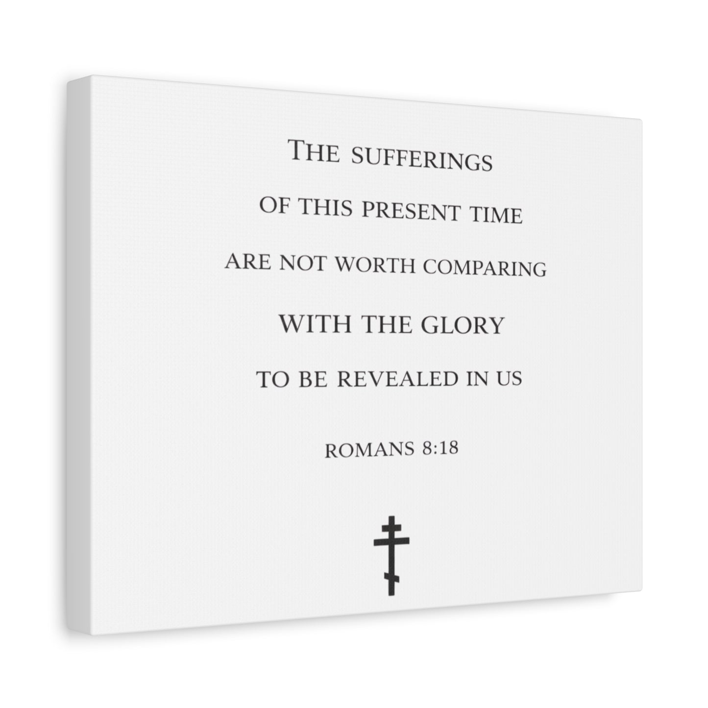 Canvas Wall Art — Romans 8:18 Scripture Quote with Cross