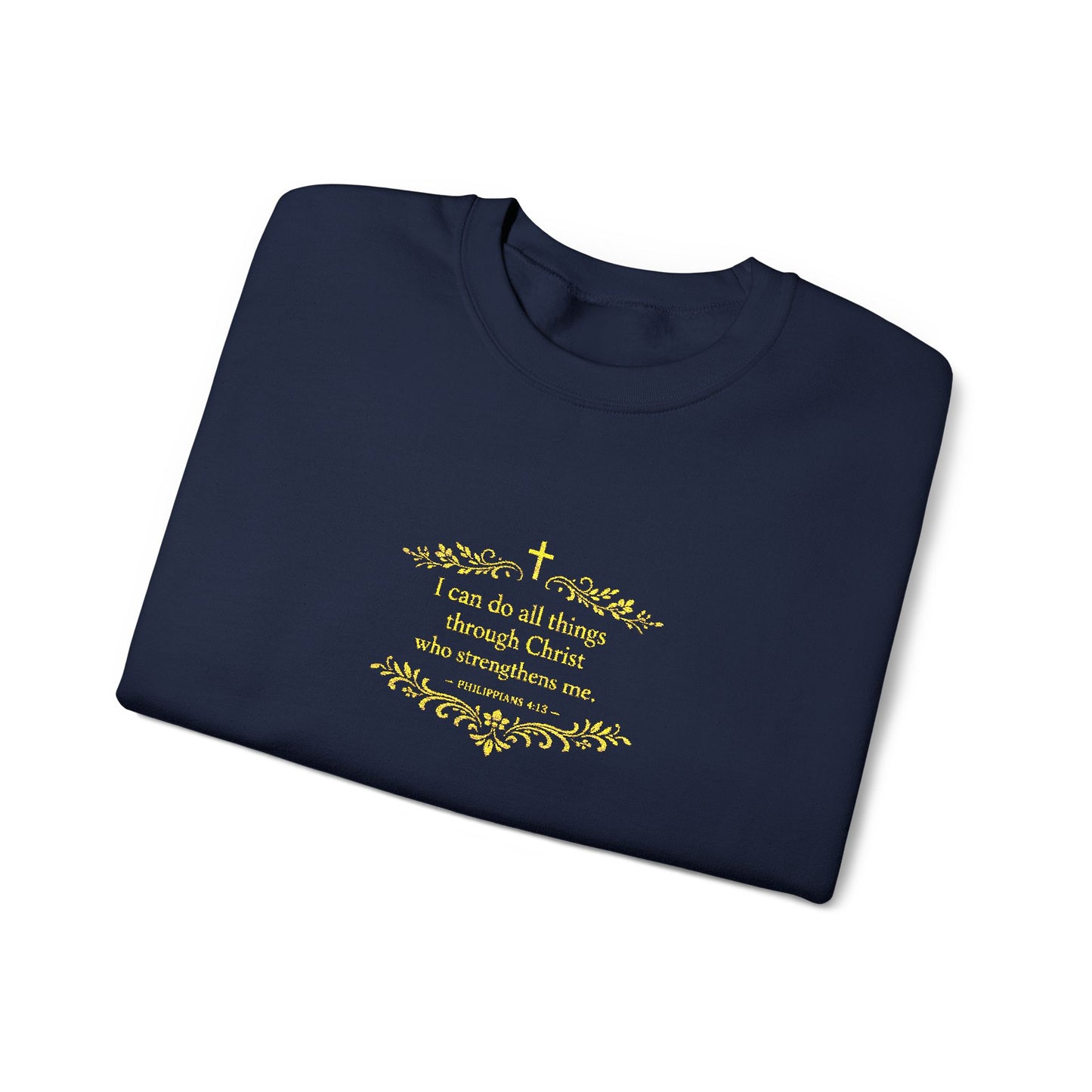 Cozy Floral Script Crewneck Sweatshirt — "Don't Worry Be Happy" Chest Design