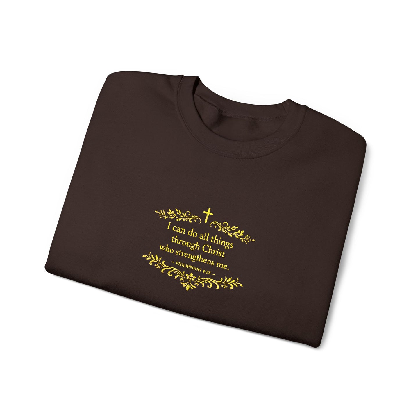 Cozy Floral Script Crewneck Sweatshirt — "Don't Worry Be Happy" Chest Design