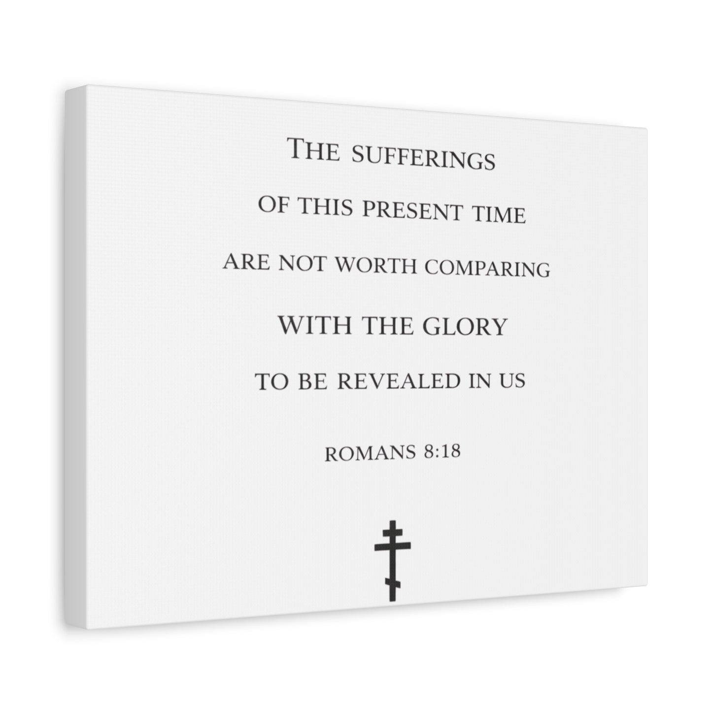 Canvas Wall Art — Romans 8:18 Scripture Quote with Cross