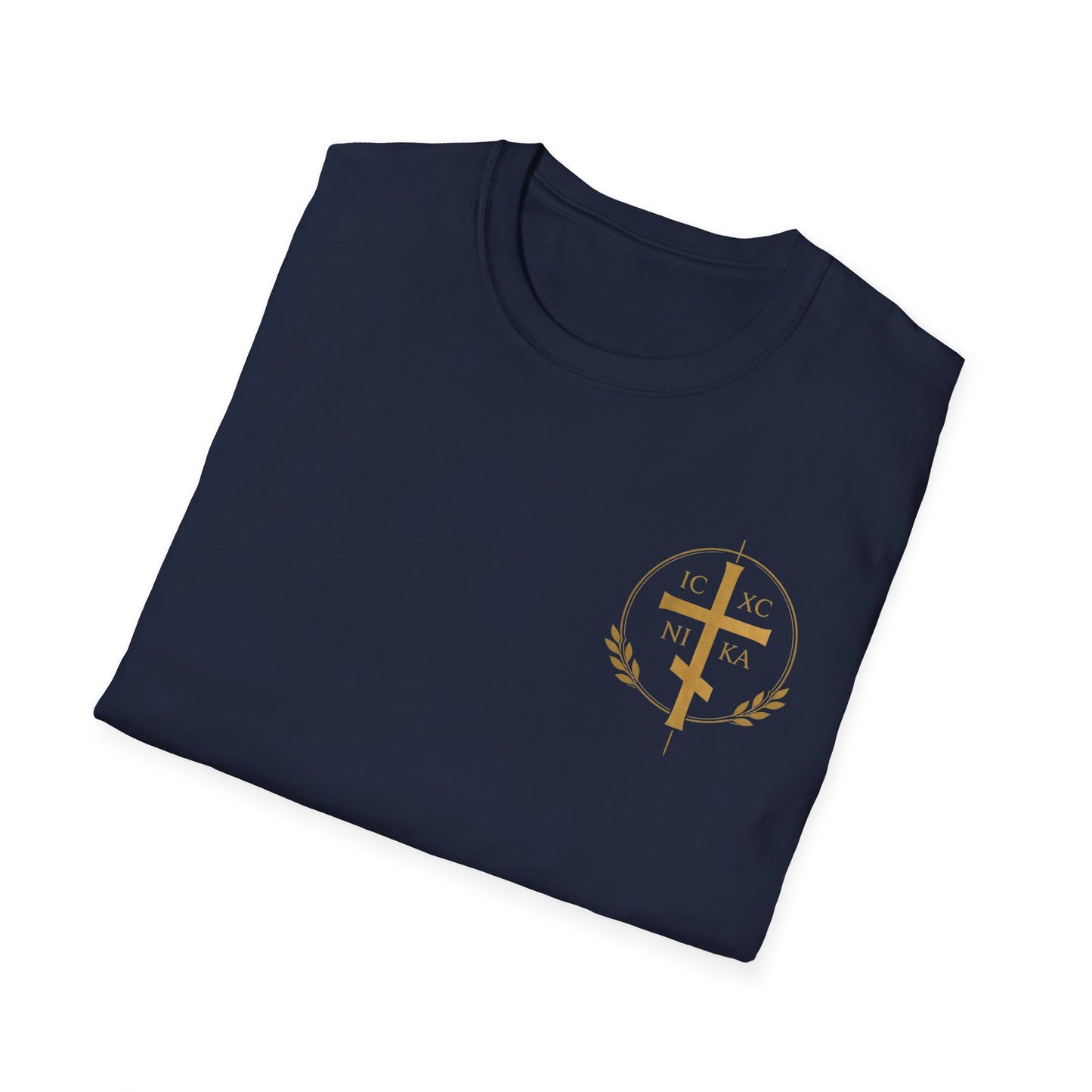 Christian Stained Glass Cross T-Shirt — "I Am the Alpha and the Omega"