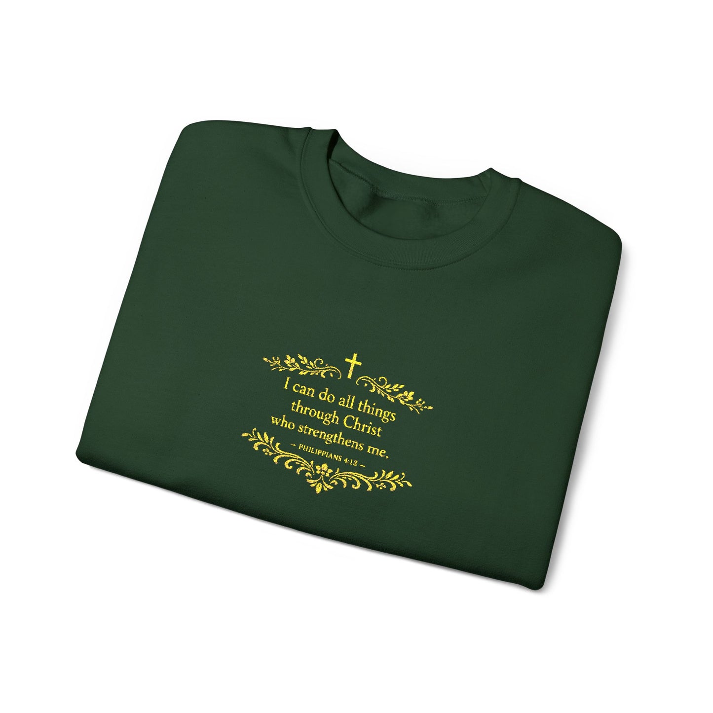 Cozy Floral Script Crewneck Sweatshirt — "Don't Worry Be Happy" Chest Design