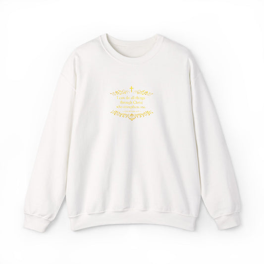 Cozy Floral Script Crewneck Sweatshirt — "Don't Worry Be Happy" Chest Design
