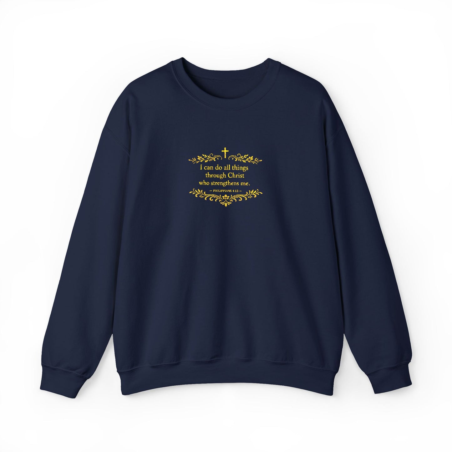 Cozy Floral Script Crewneck Sweatshirt — "Don't Worry Be Happy" Chest Design