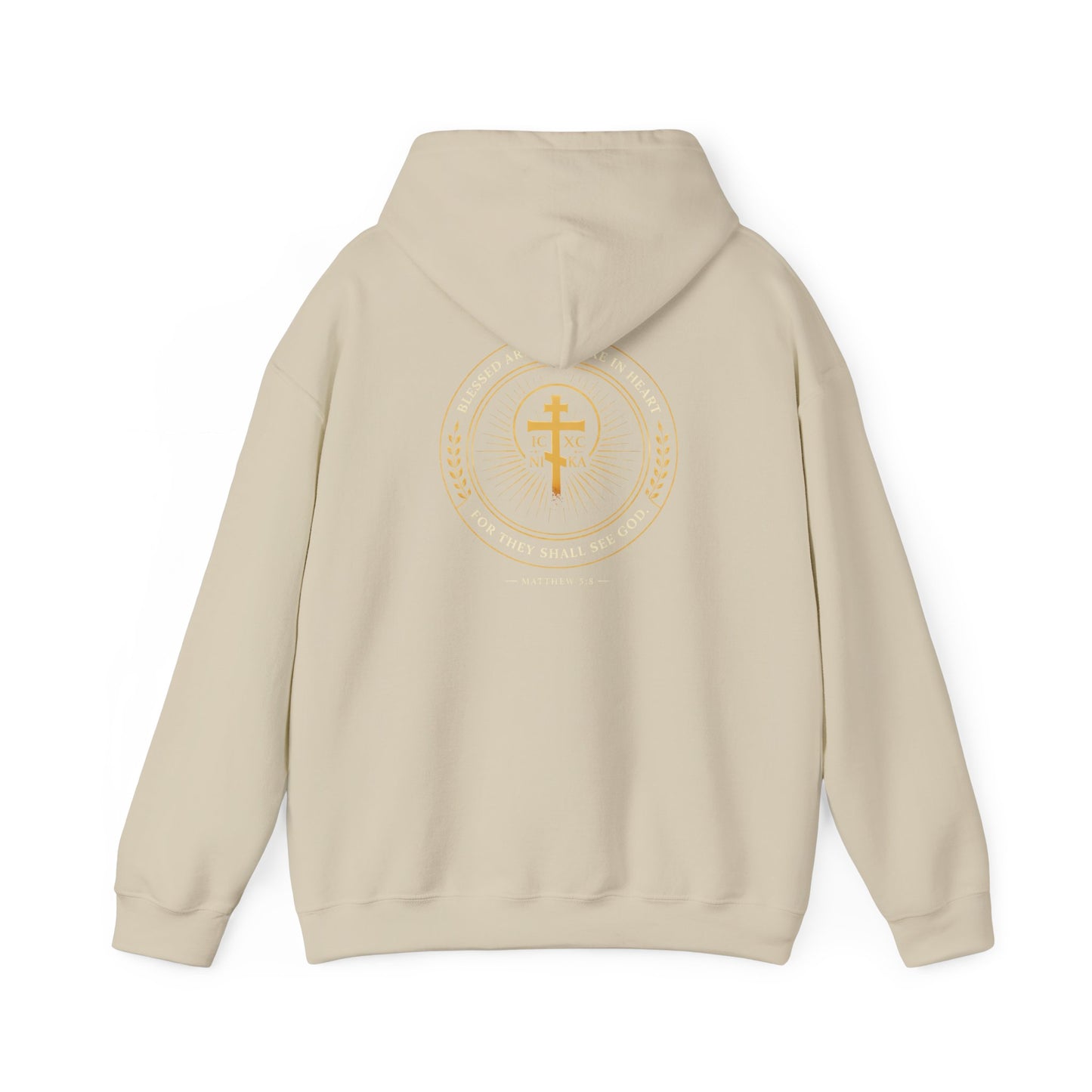 Faith Cross Hoodie — Gold Christian Crest Pullover