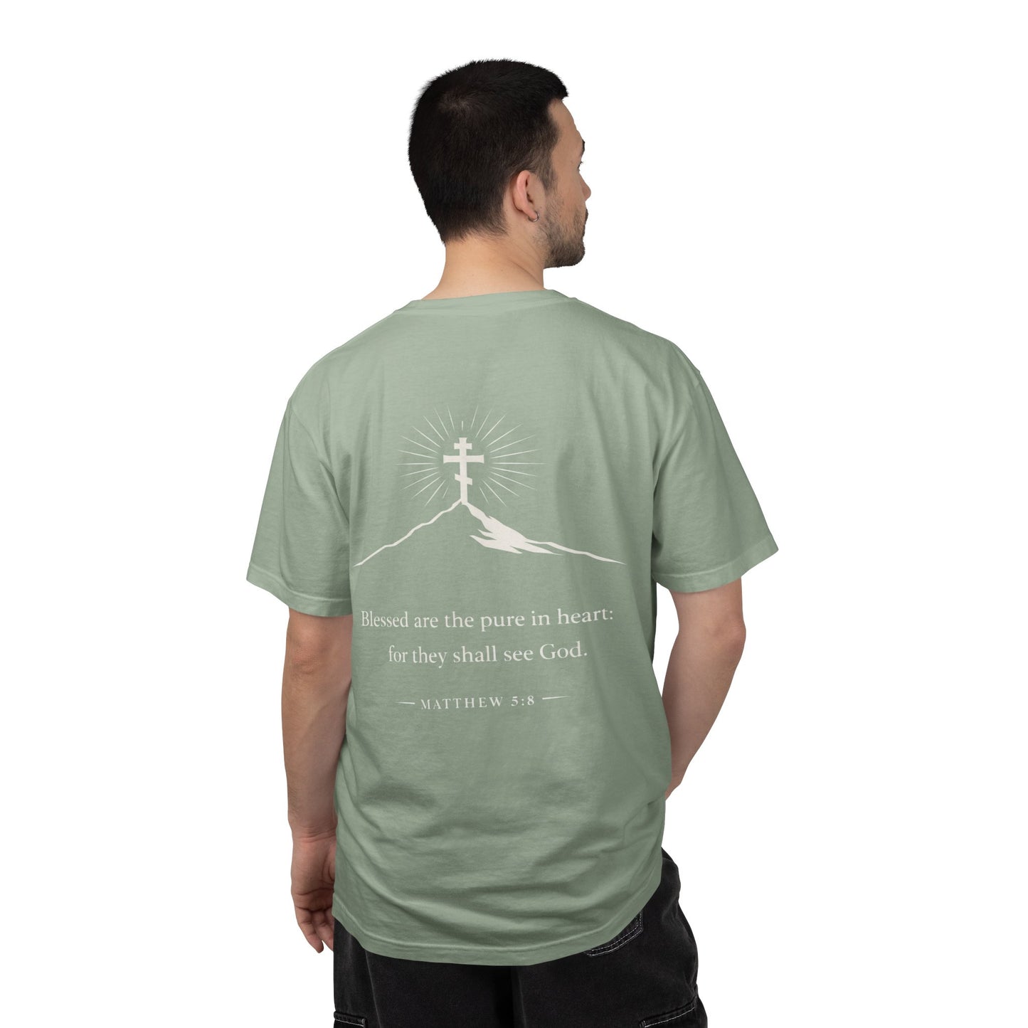 Christian Cross T-Shirt — "Blessed are the pure in heart" Matthew 5:8