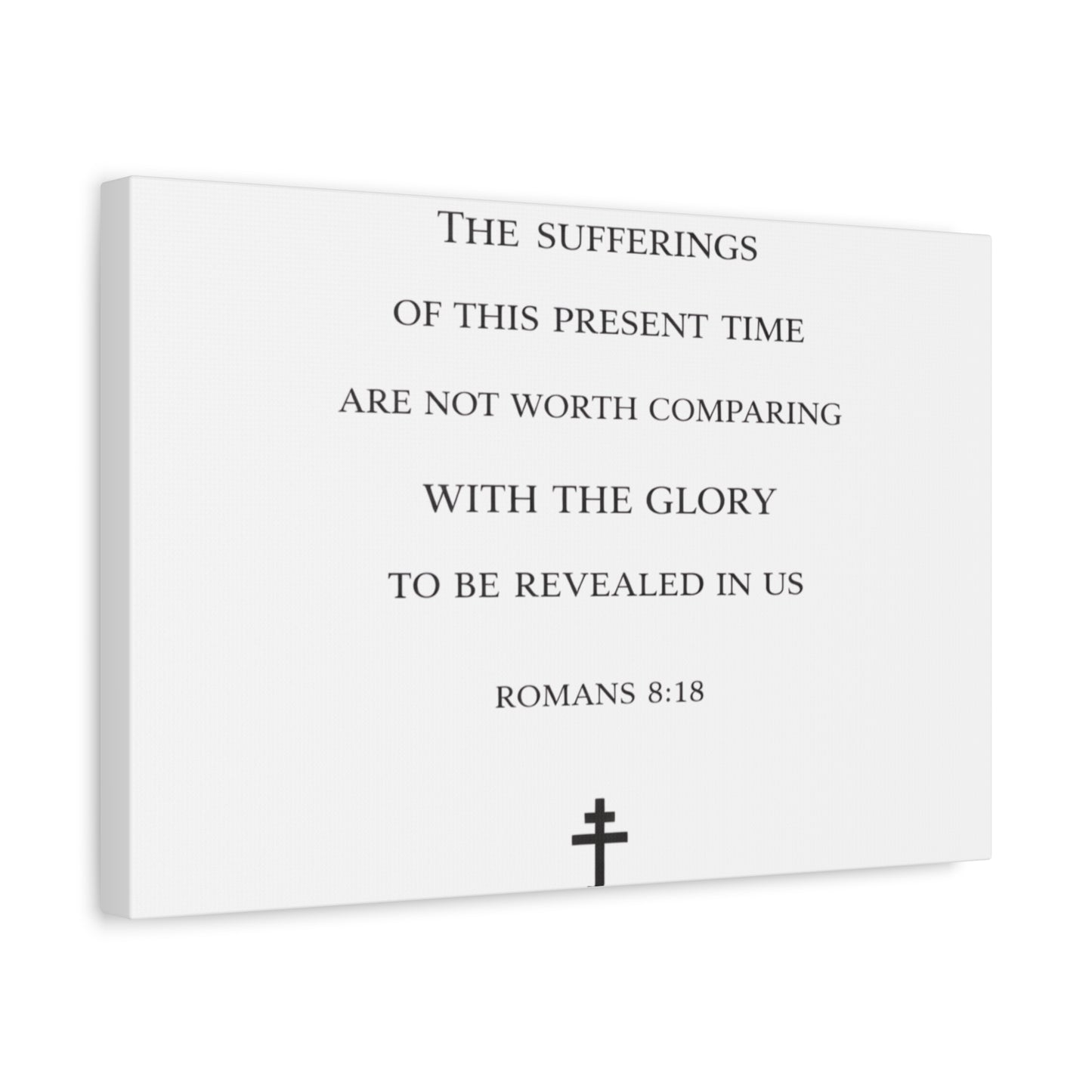 Canvas Wall Art — Romans 8:18 Scripture Quote with Cross