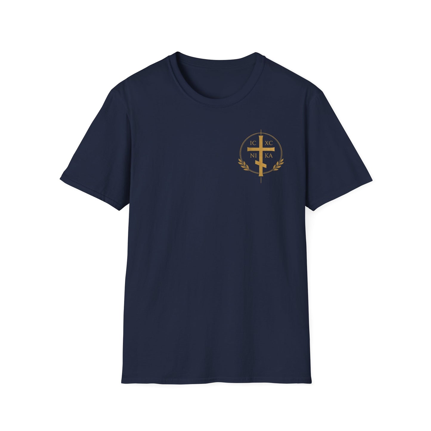 Christian Stained Glass Cross T-Shirt — "I Am the Alpha and the Omega"