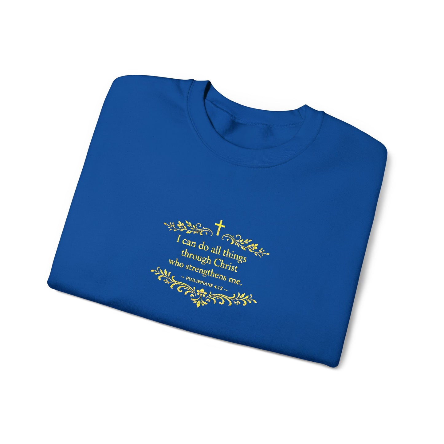 Cozy Floral Script Crewneck Sweatshirt — "Don't Worry Be Happy" Chest Design