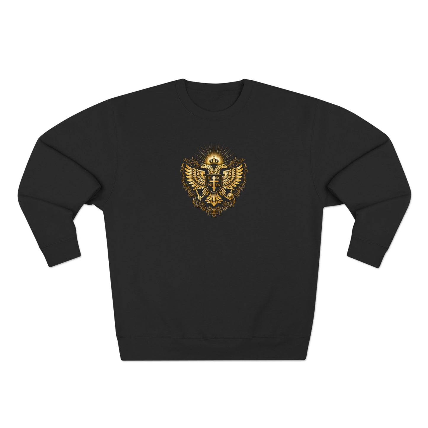 Orthodox Cross Crewneck Sweatshirt — Byzantine Icon Chest & Back Design